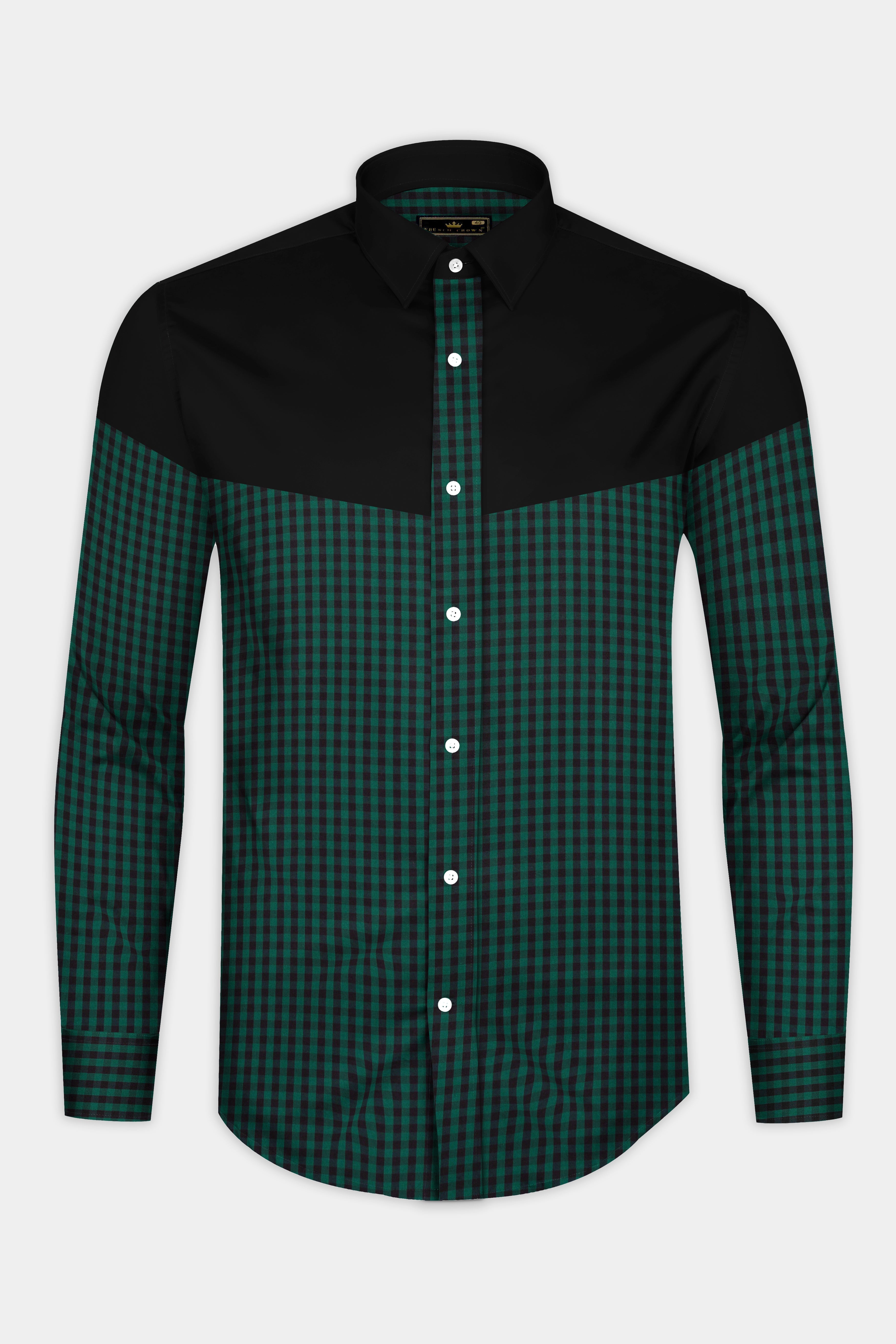 Eden Green and Jade Black Checkered Premium Cotton Shirt