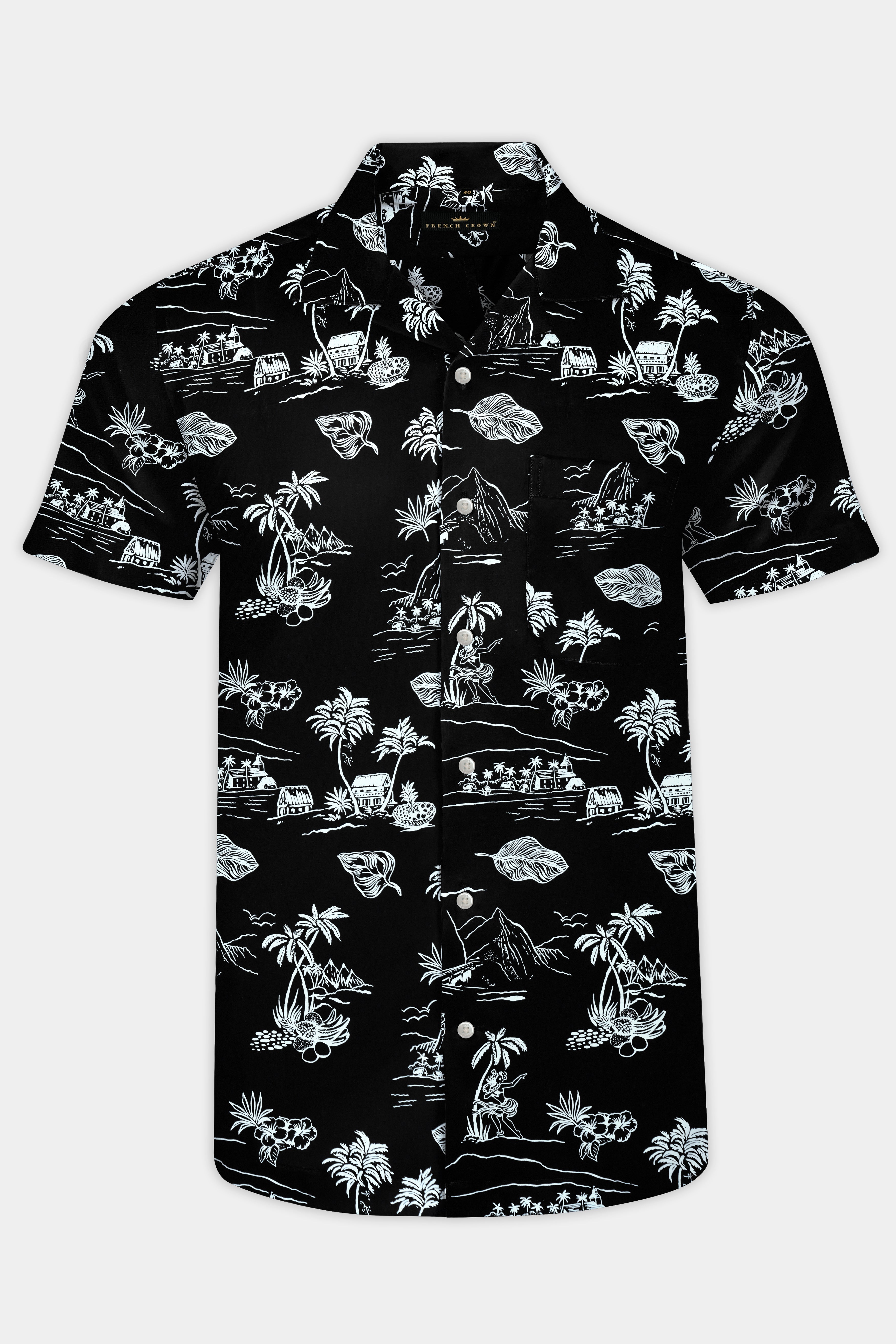 Dune Black Tropical Printed Premium Cotton Shirt