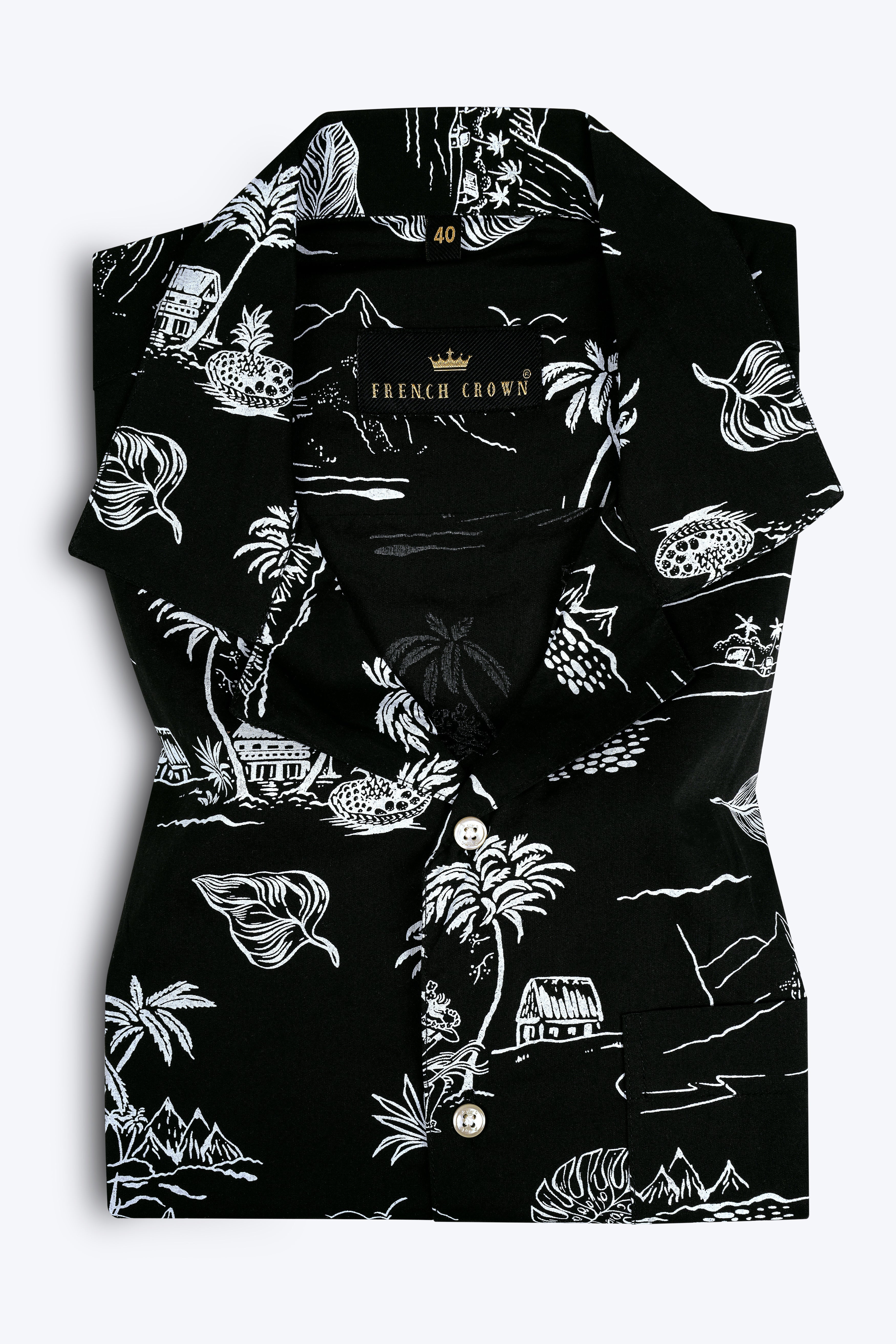 Dune Black Tropical Printed Premium Cotton Shirt