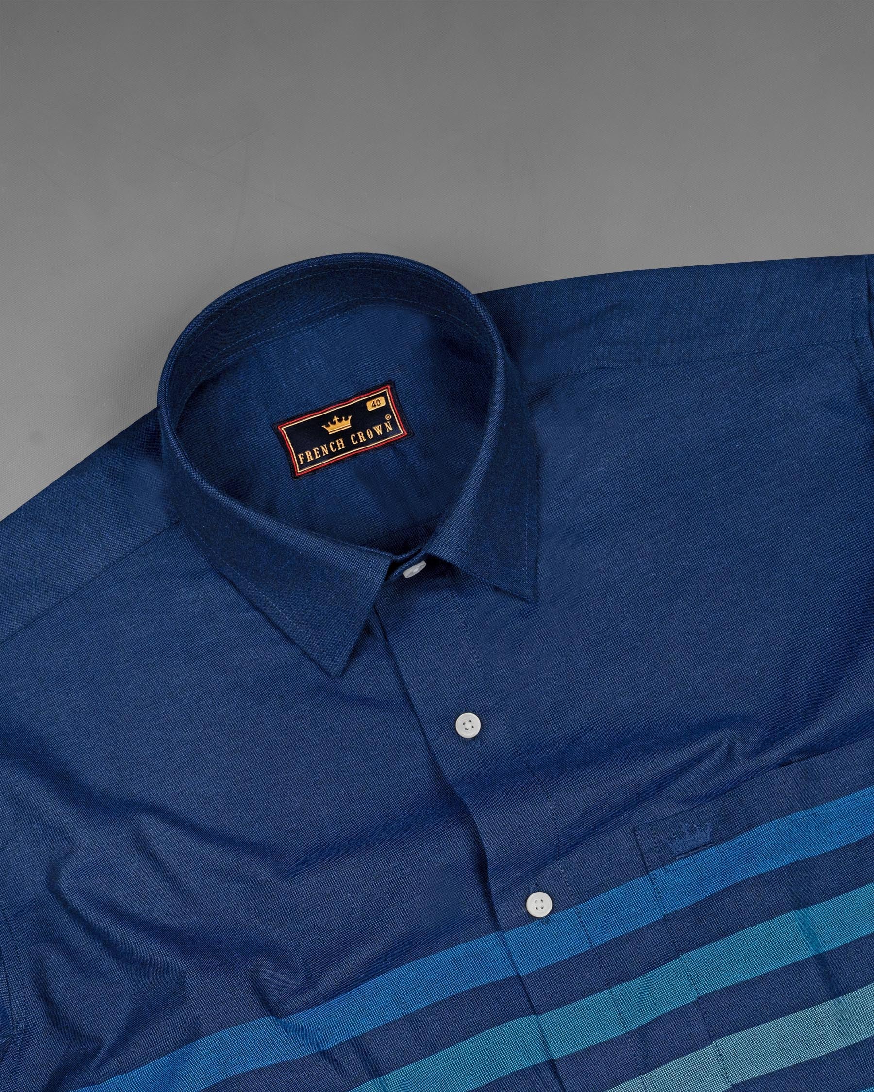 Cloud Burst and Chambray Blue Striped Royal Oxford Shirt