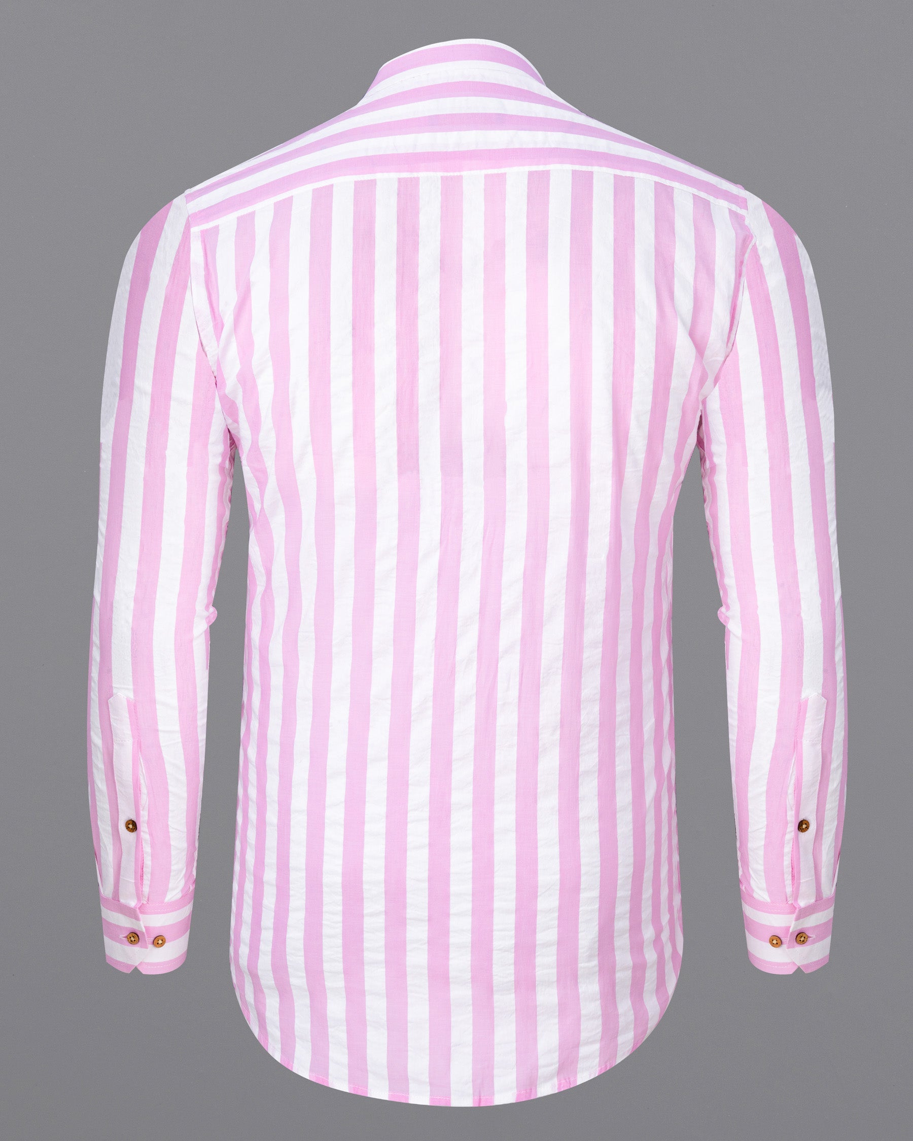 Bright White and Cherub Pink Striped Premium Cotton Kurta Shirt