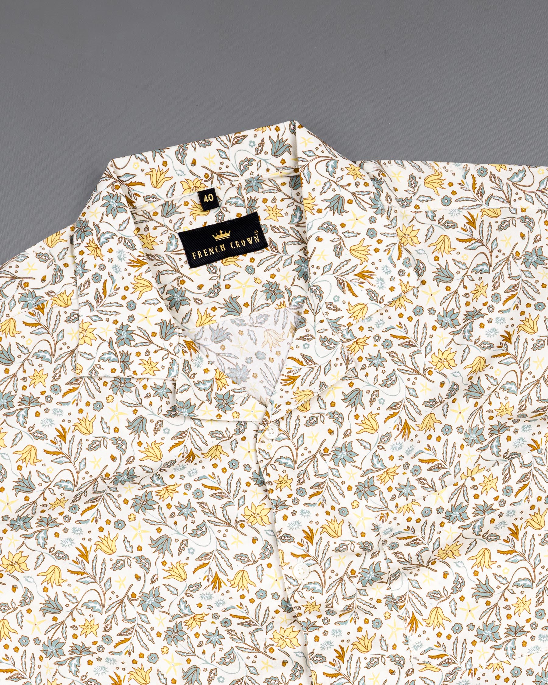 Binaca White and Lemon Yellow Multicolour Floral Printed Premium Cotton Shirt 6843-CC-38, 6843-CC-H-38, 6843-CC-39, 6843-CC-H-39, 6843-CC-40, 6843-CC-H-40, 6843-CC-42, 6843-CC-H-42, 6843-CC-44, 6843-CC-H-44, 6843-CC-46, 6843-CC-H-46, 6843-CC-48, 6843-CC-H-48, 6843-CC-50, 6843-CC-H-50, 6843-CC-52, 6843-CC-H-52