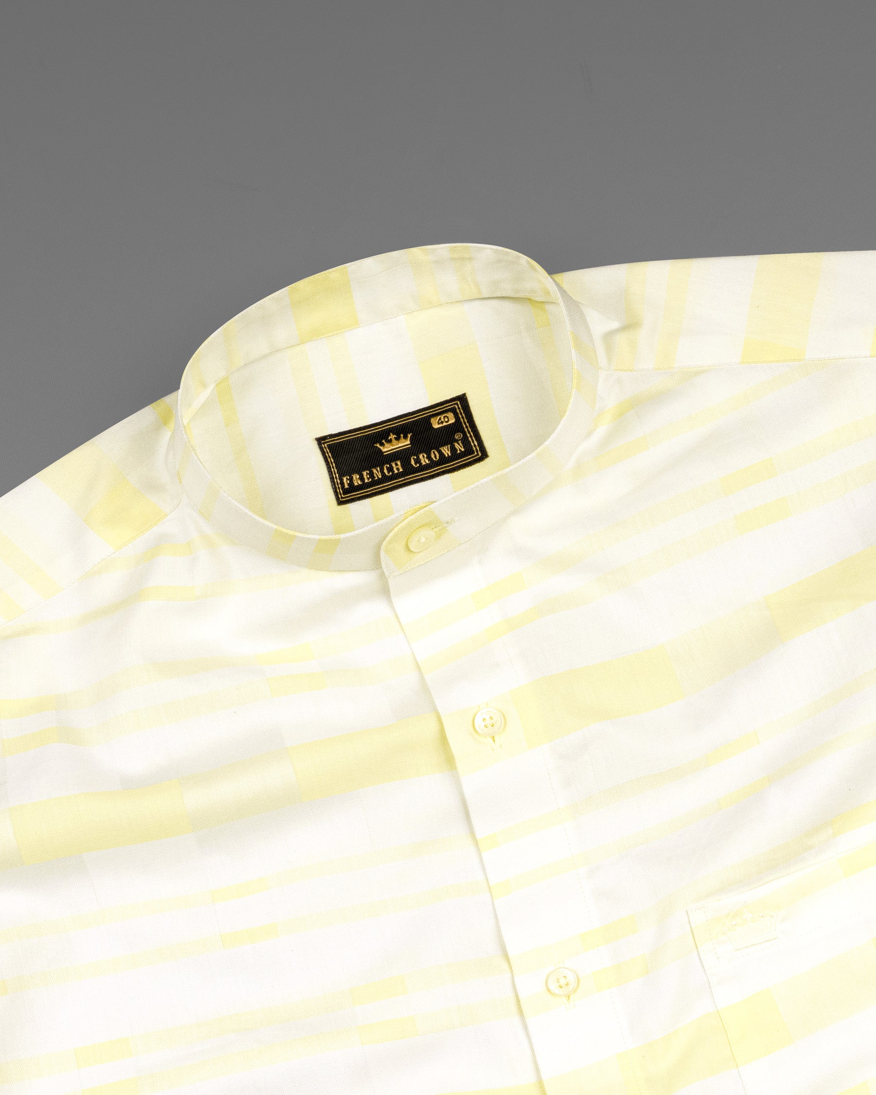 Light Tan and White Smoky Striped Dobby Textured Premium Giza Cotton Shirt