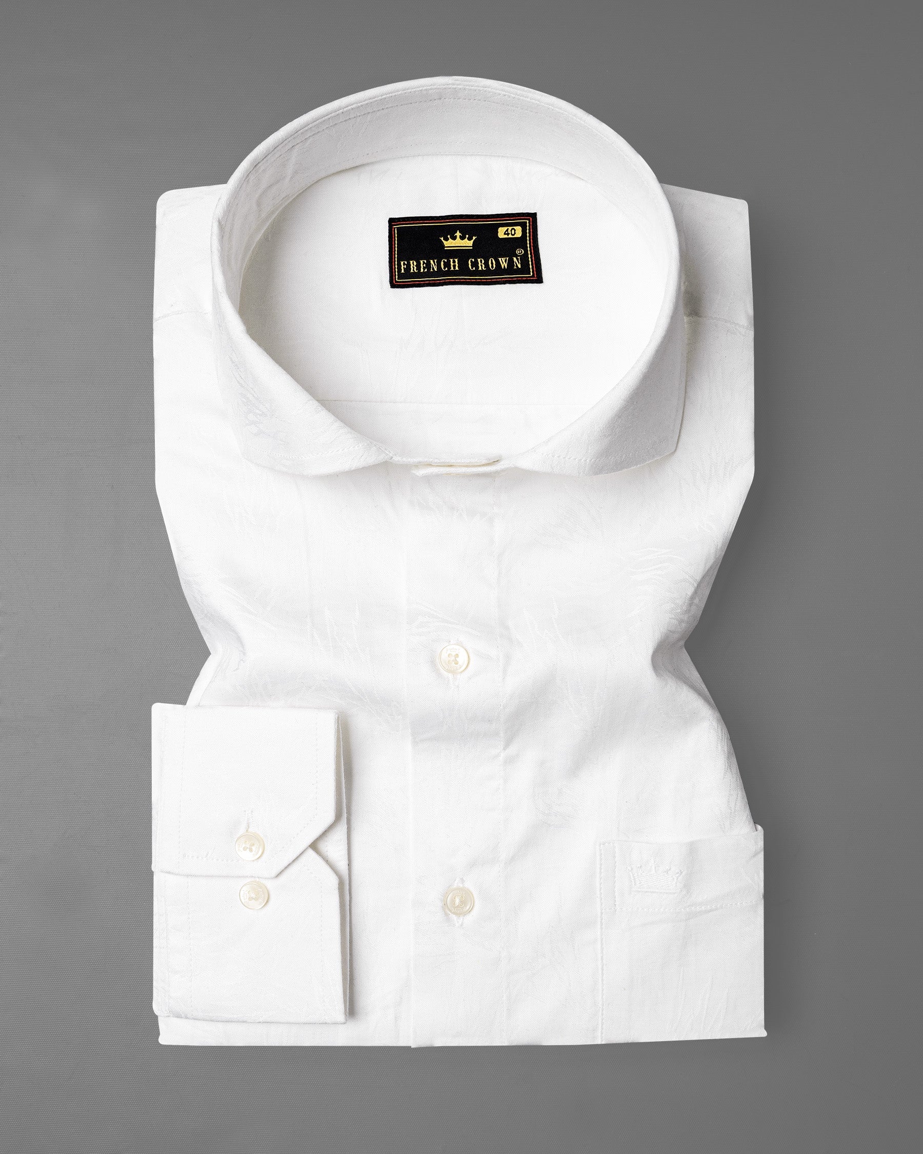 Bright White Jacquard Textured Premium Cotton Shirt