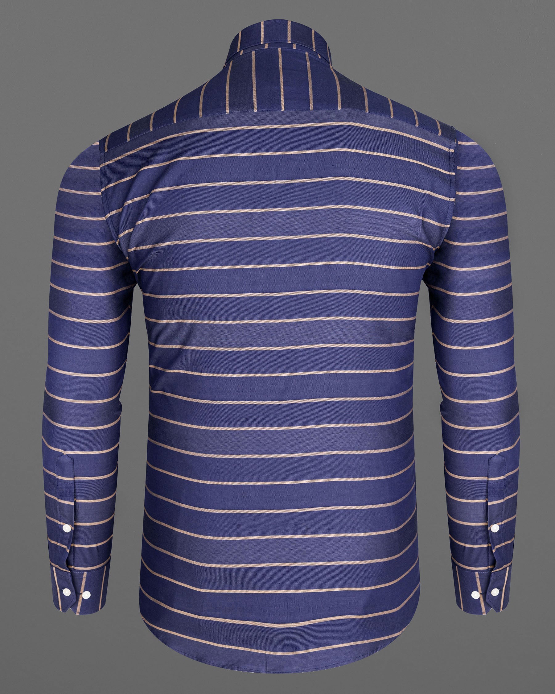 Gun Powder Blue and Pavlova Striped Twill Premium Cotton Shirt