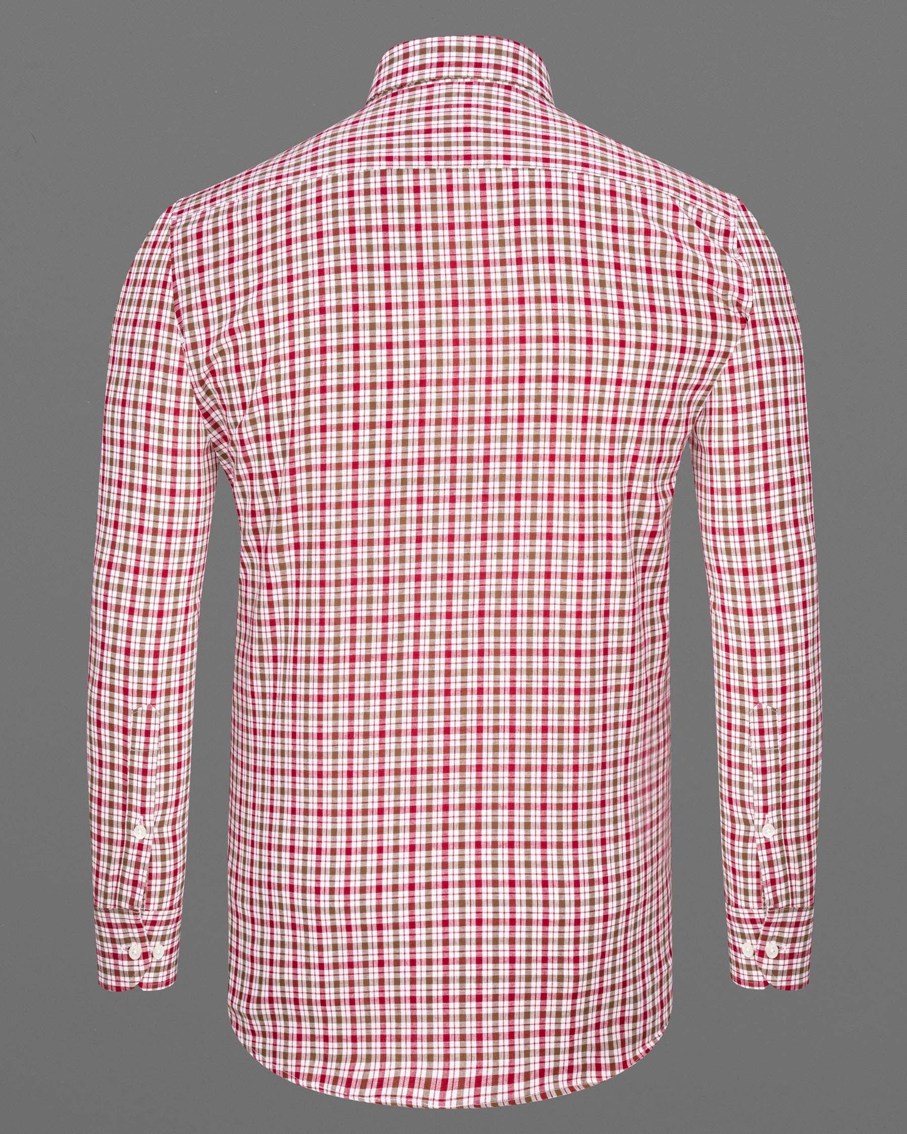 Raspberry Pink with Mocha Brown Checked Royal Oxford Shirt