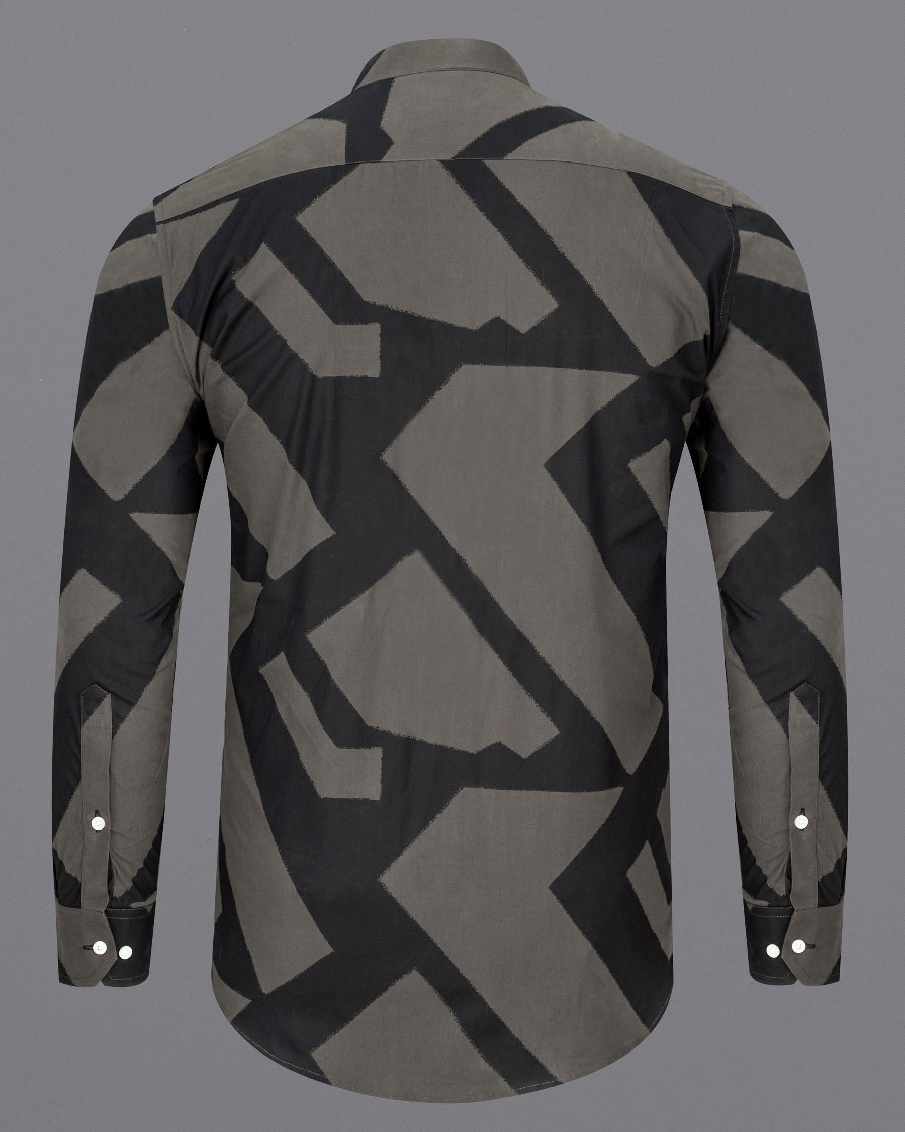 Fuscous Grey with Zeus Black abstract Patterned Premium Cotton Shirt