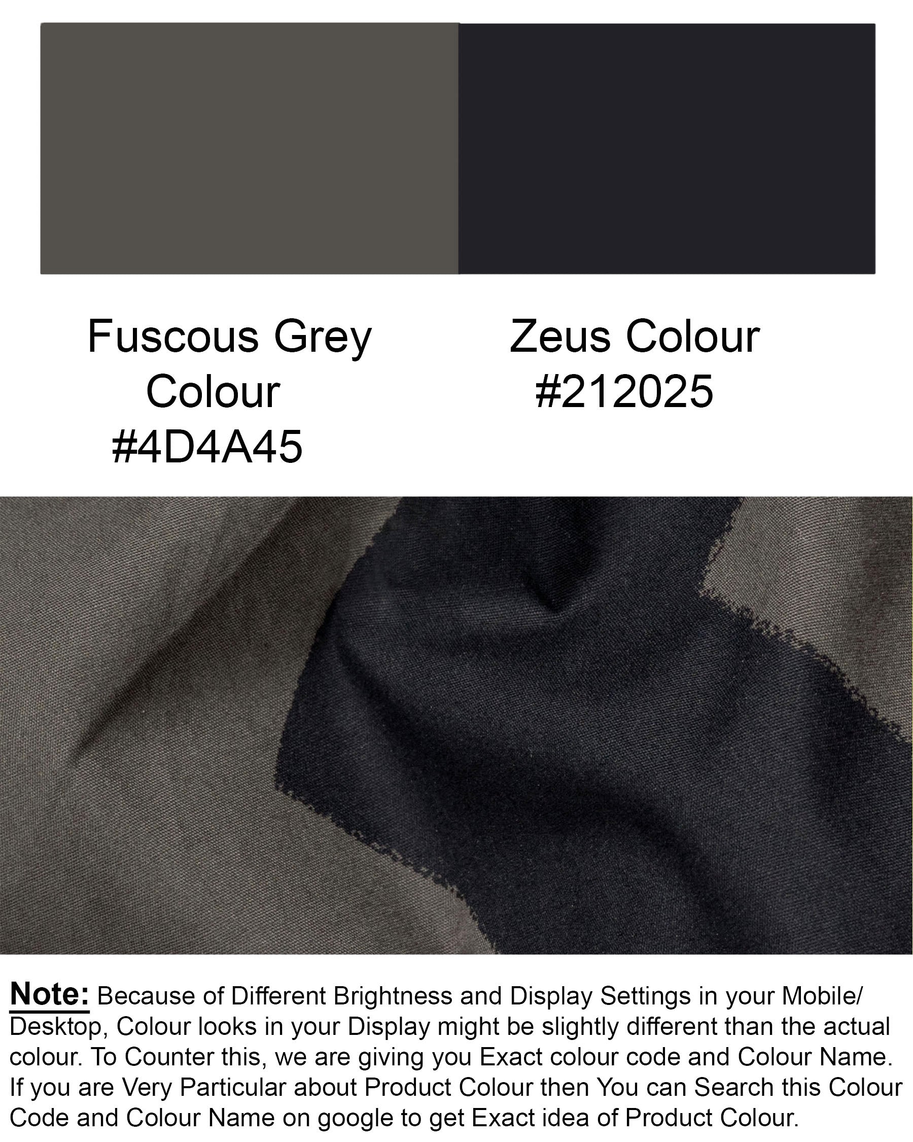 Fuscous Grey with Zeus Black abstract Patterned Premium Cotton Shirt