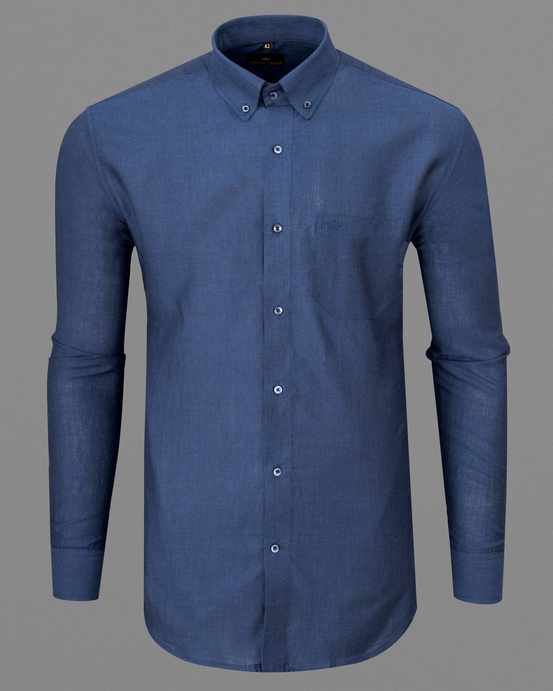 Rhino Blue Luxurious Linen Shirt