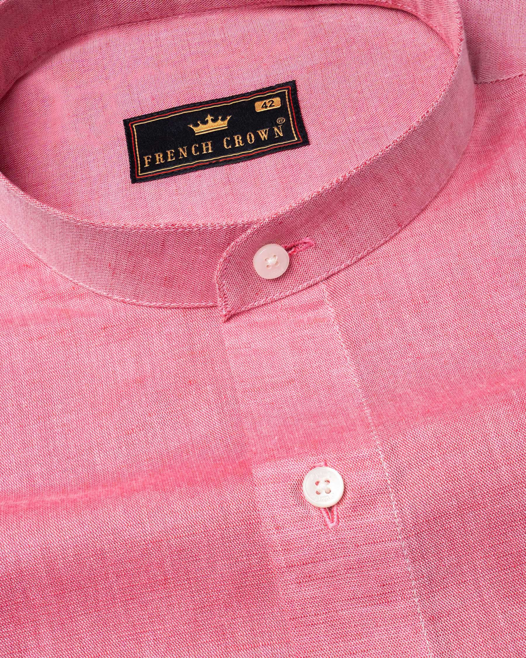 Petite Pink Luxurious Linen Shirt