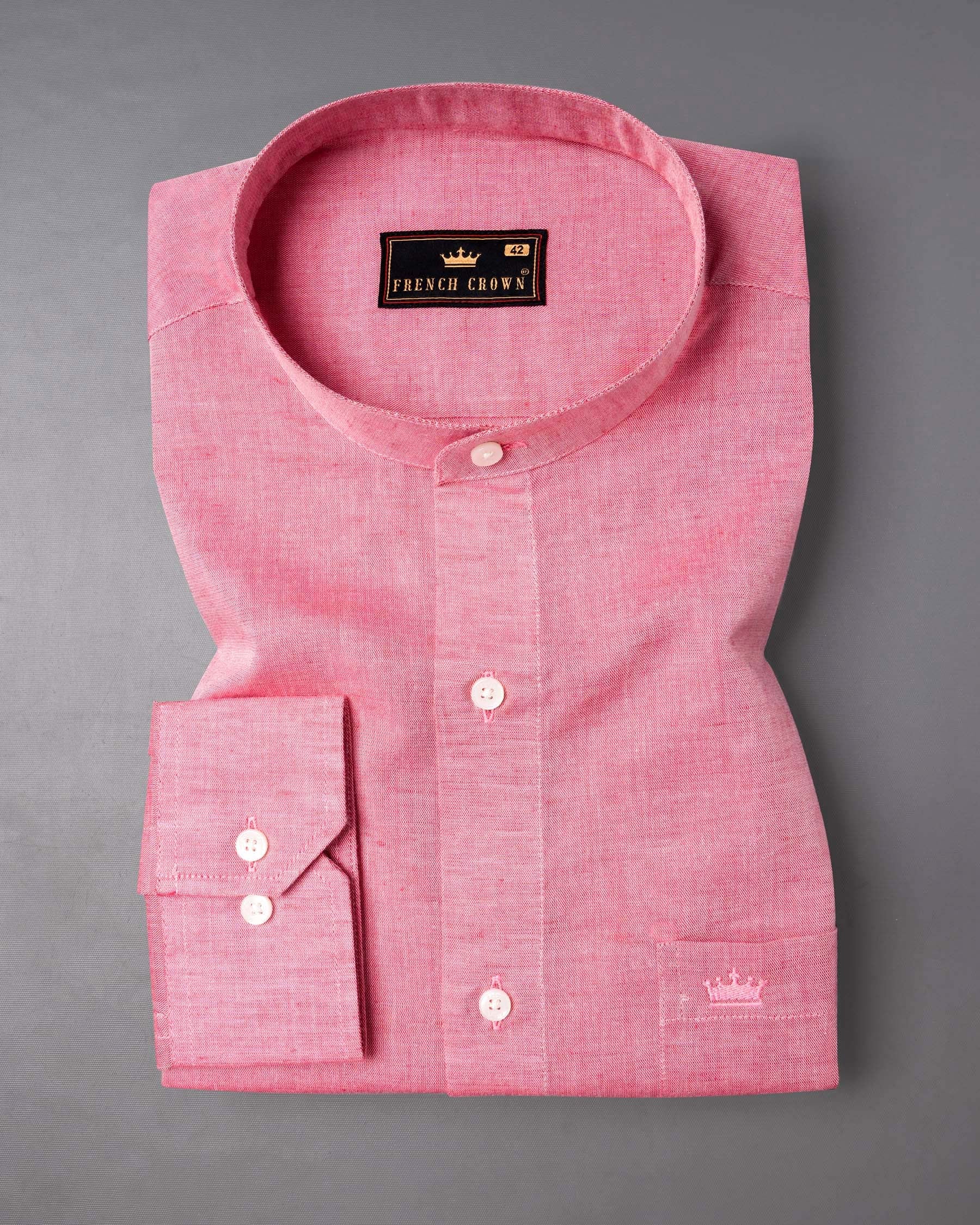 Petite Pink Luxurious Linen Shirt