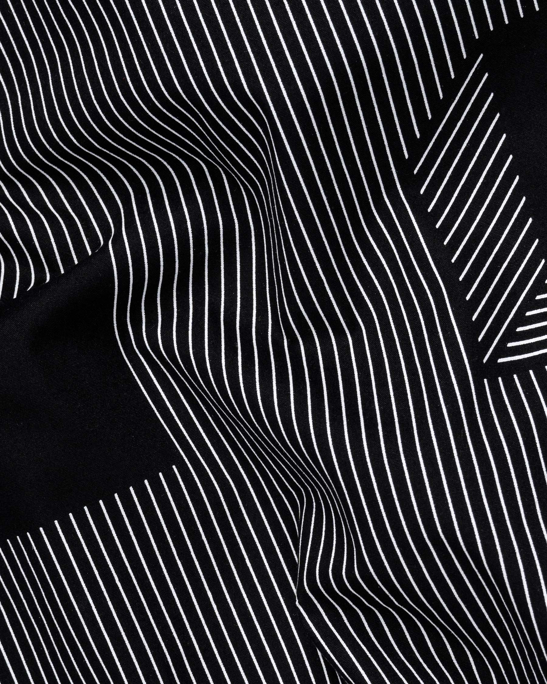 Jade Black 3D Box Printed and Pinstriped Premium Cotton Shirt