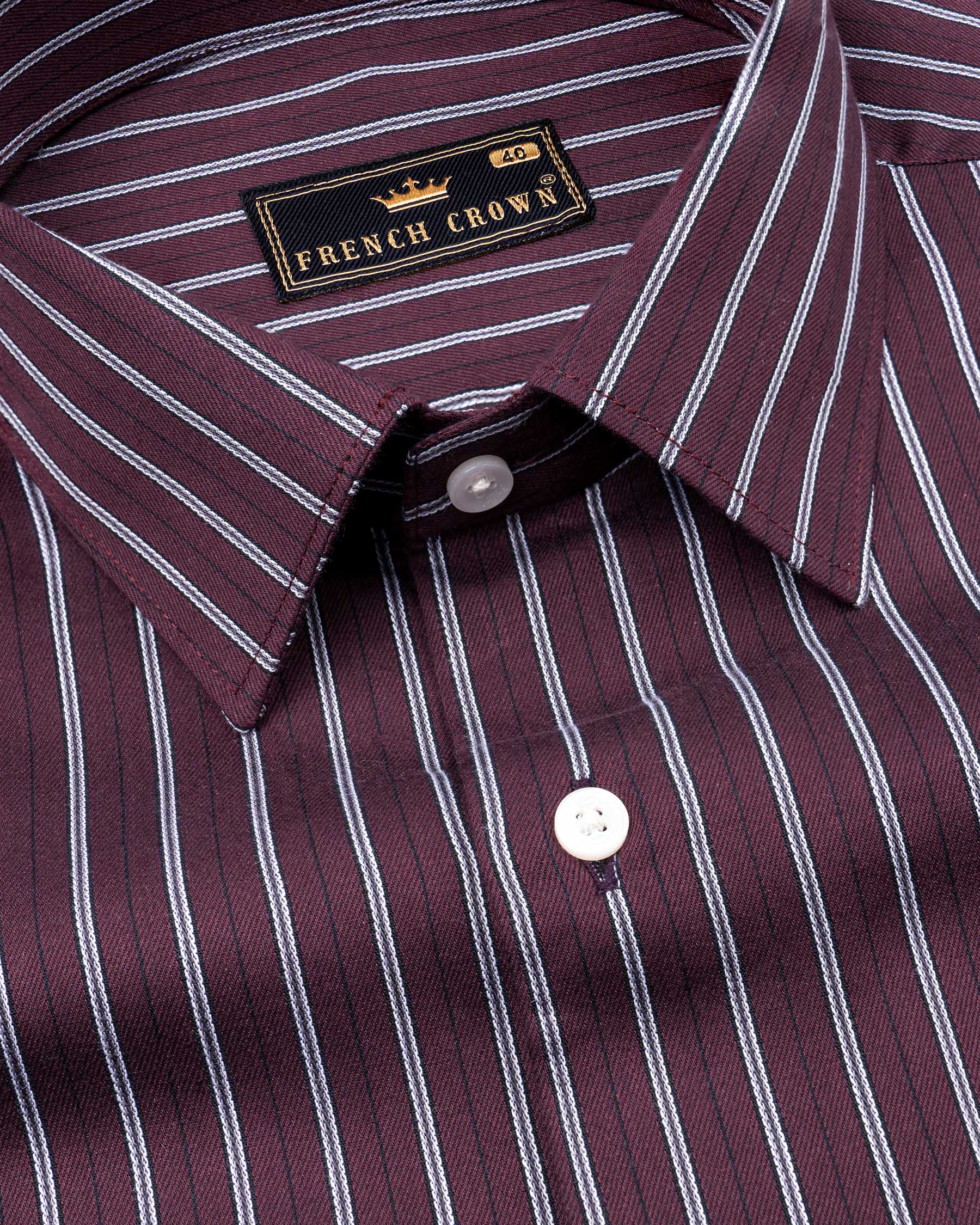 Bistre with Black and white Striped Twill Textured Premium Cotton Shirt 6886-38, 6886-H-38, 6886-39, 6886-H-39, 6886-40, 6886-H-40, 6886-42, 6886-H-42, 6886-44, 6886-H-44, 6886-46, 6886-H-46, 6886-48, 6886-H-48, 6886-50, 6886-H-50, 6886-52, 6886-H-52