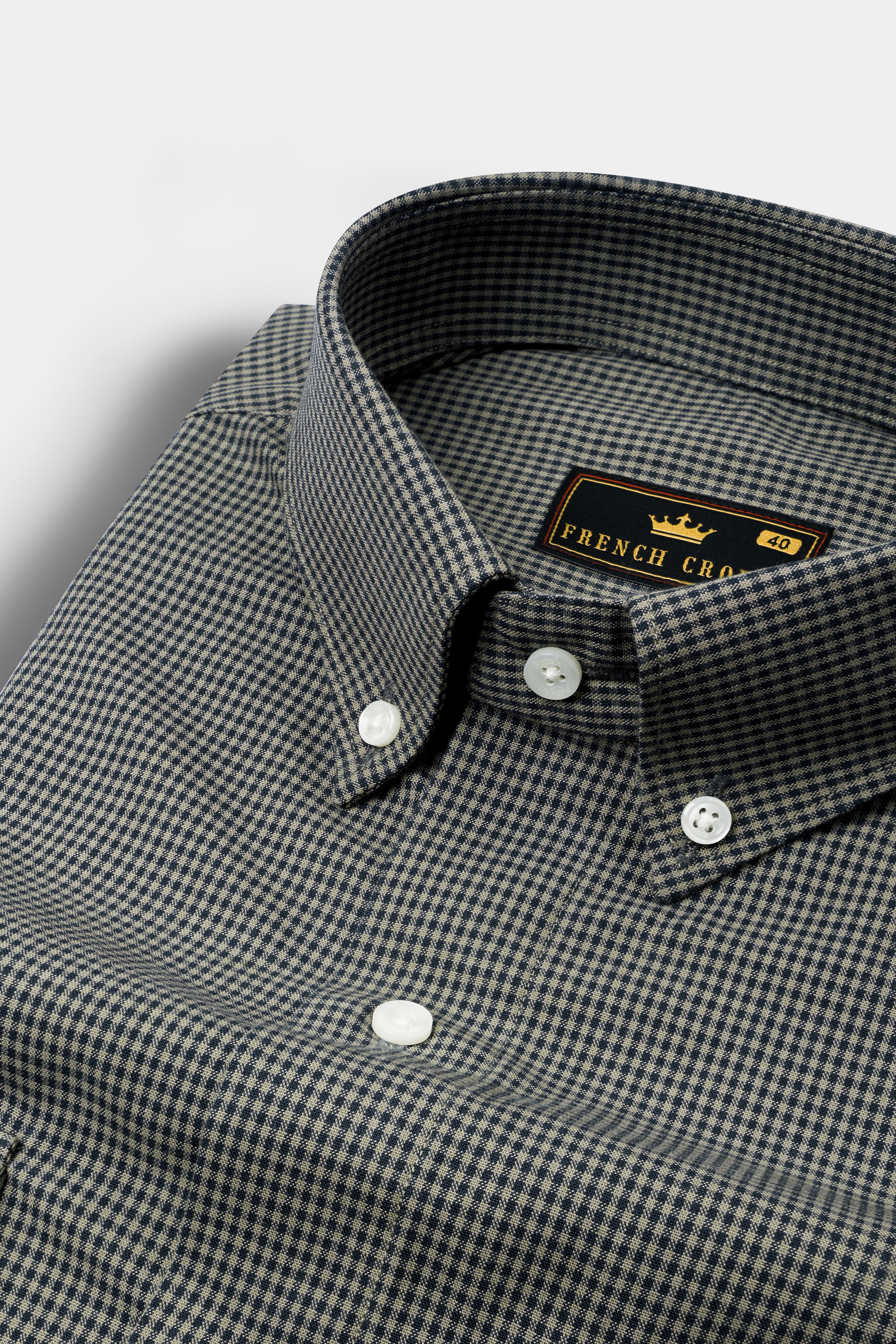 Cinereous and Dusk Blue Checkered Royal Oxford Shirt