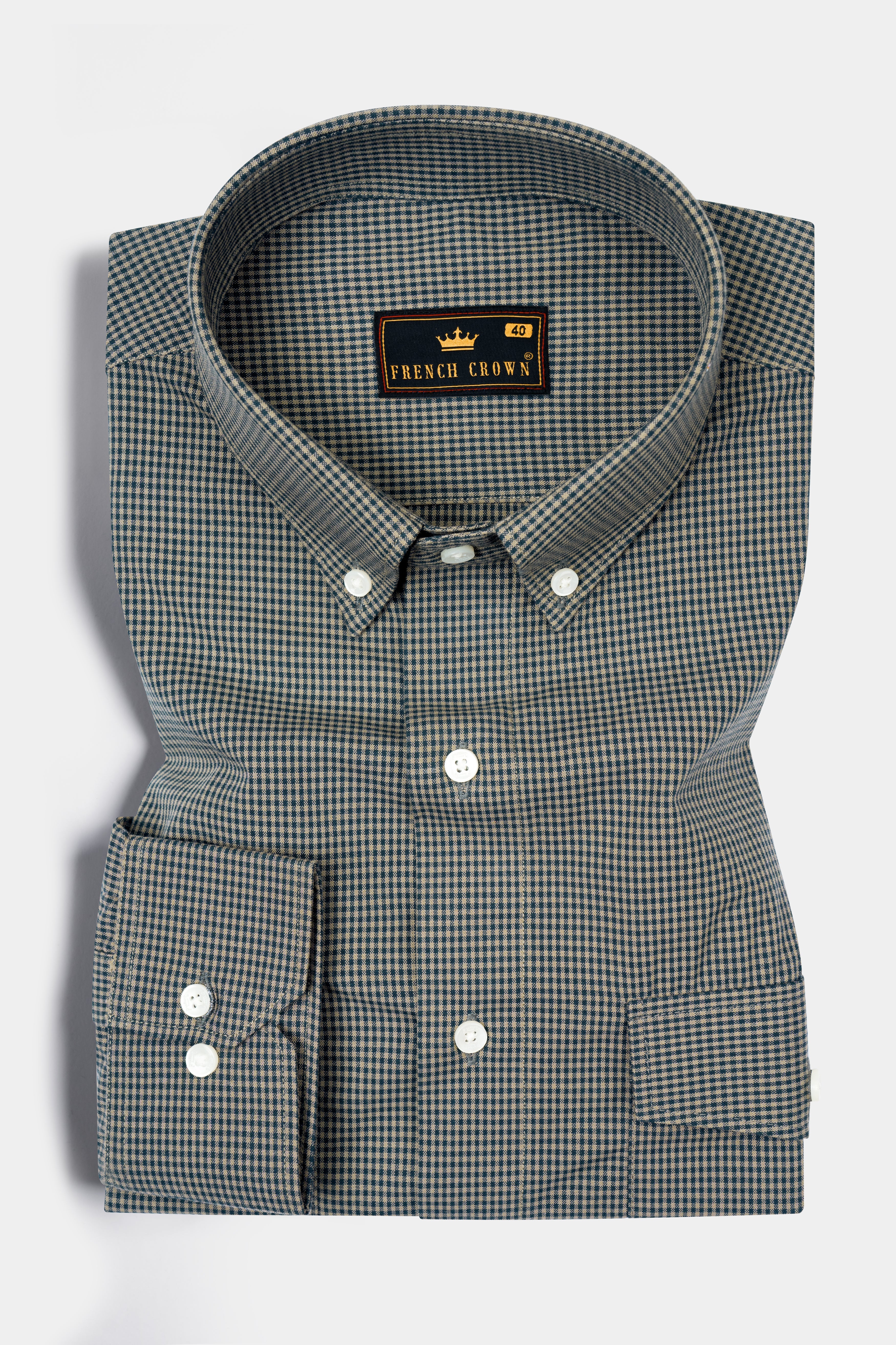 Cinereous and Dusk Blue Checkered Royal Oxford Shirt