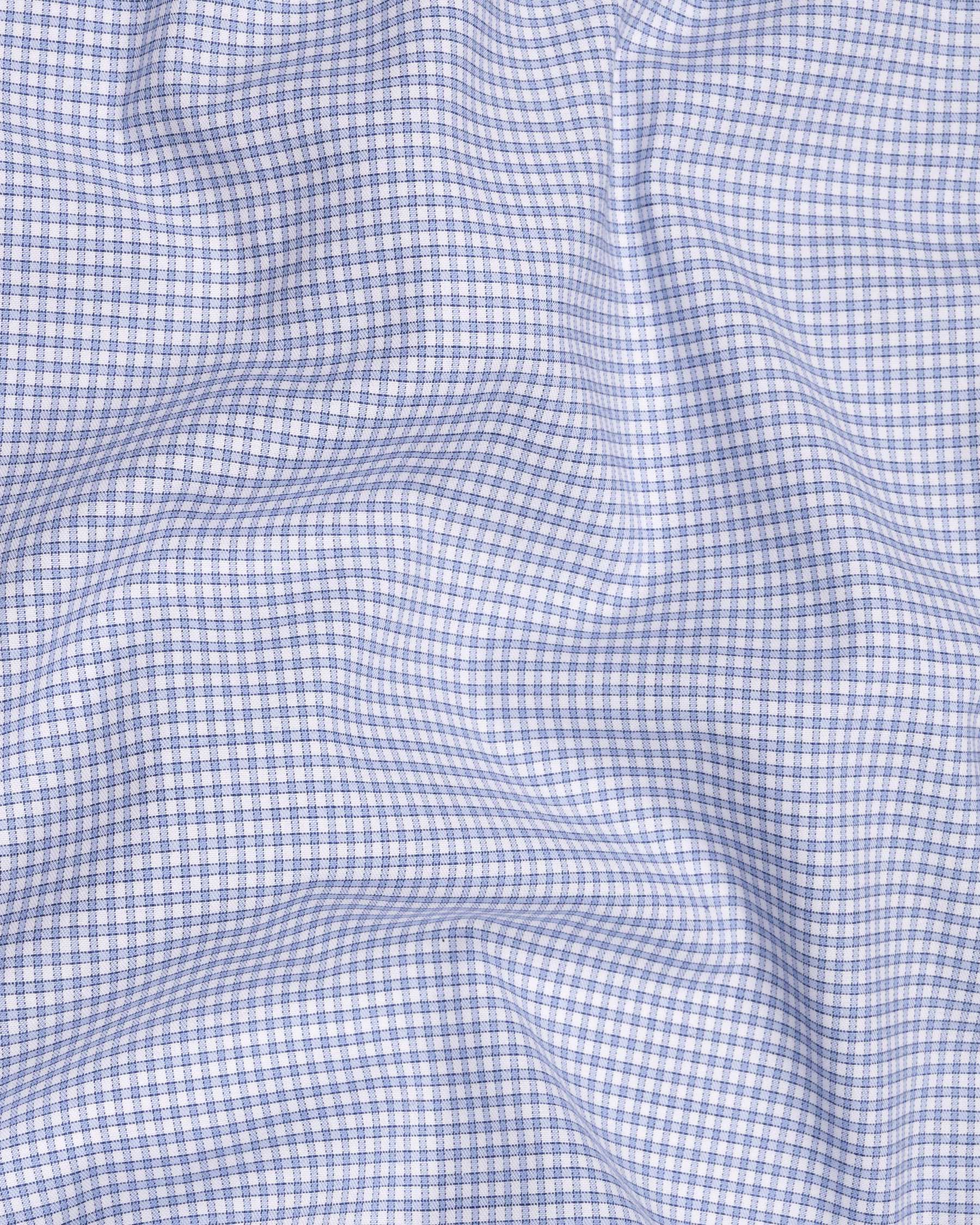 White and Wistful Blue Checkered Premium Cotton Shirt