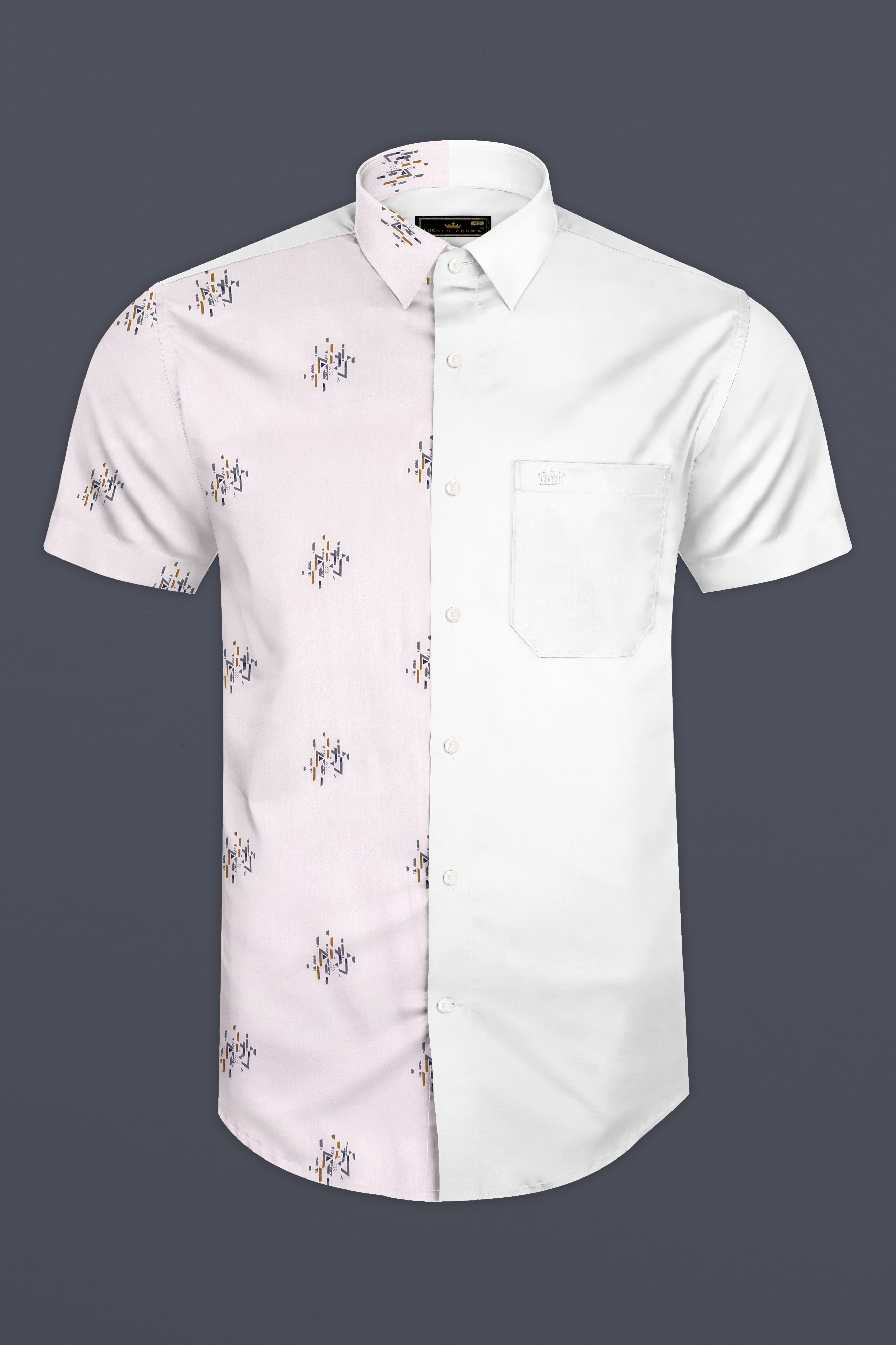 Half White Half Printed Super Soft Premium Cotton Shirt