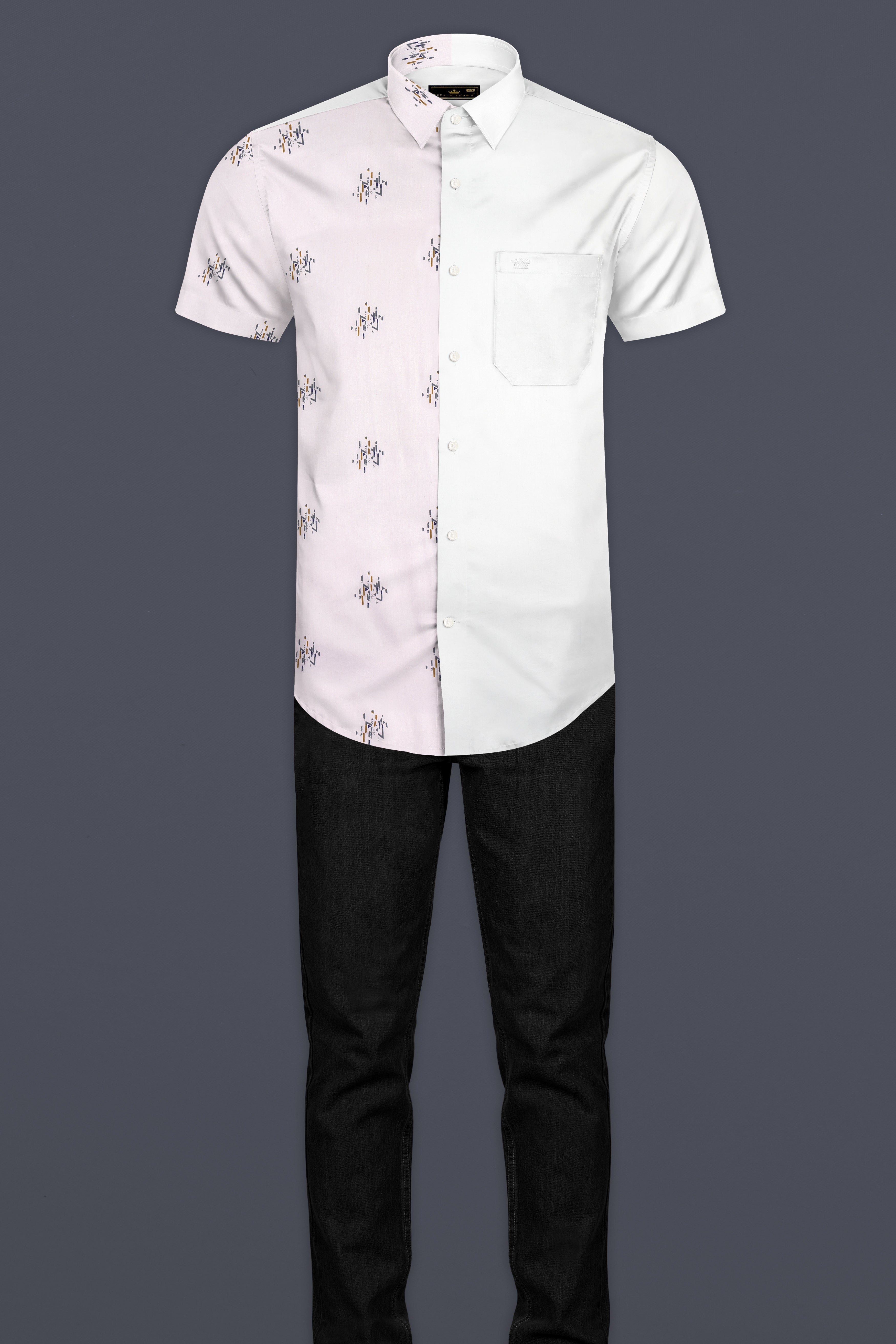 Half White Half Printed Super Soft Premium Cotton Shirt