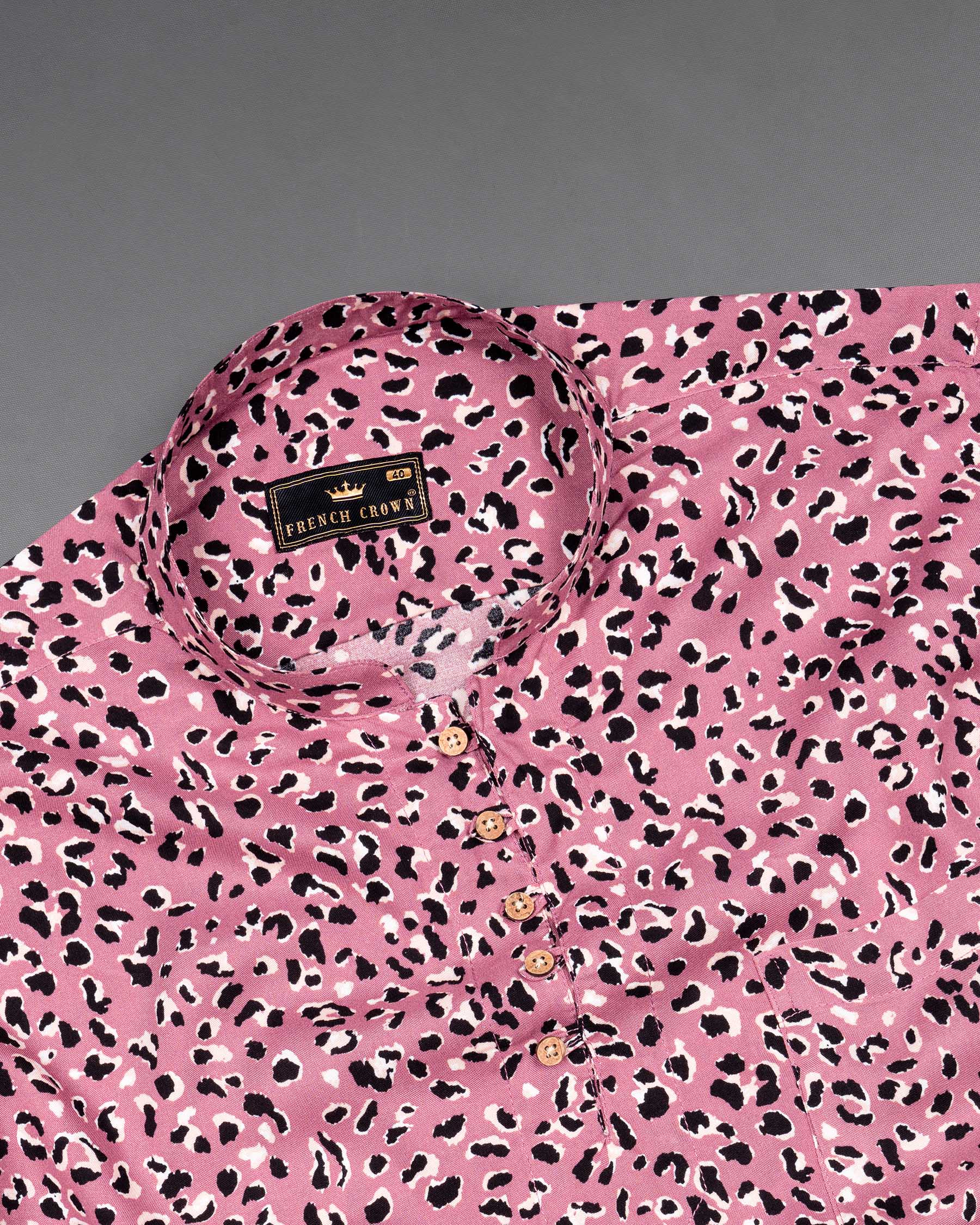 Charm Pink Leopard Printed Premium Tencel Kurta Shirt 6916-KS-38,6916-KS-38,6916-KS-39,6916-KS-39,6916-KS-40,6916-KS-40,6916-KS-42,6916-KS-42,6916-KS-44,6916-KS-44,6916-KS-46,6916-KS-46,6916-KS-48,6916-KS-48,6916-KS-50,6916-KS-50,6916-KS-52,6916-KS-52