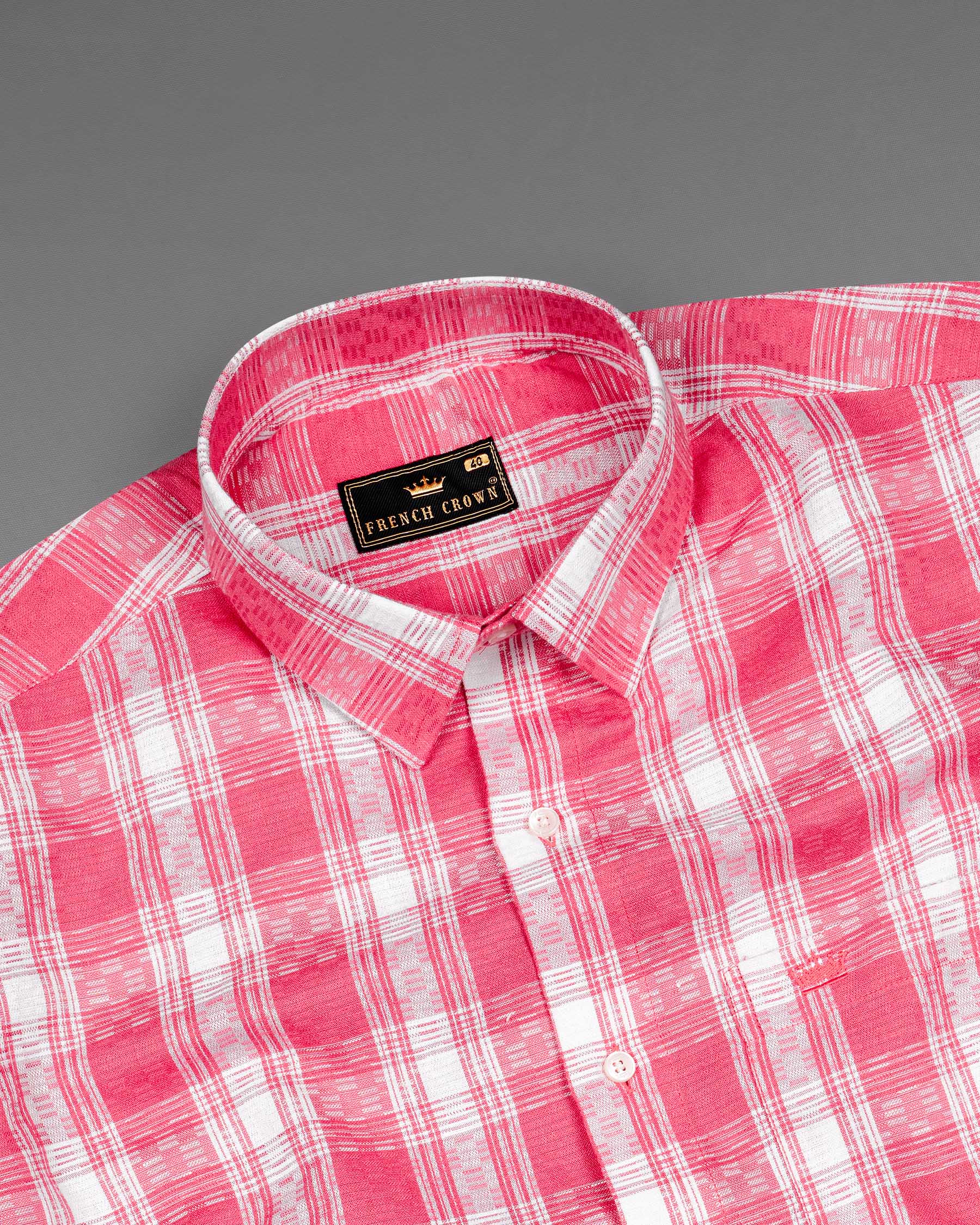 Mandy Pink and Bright White Checkered Twill Premium Cotton Shirt 6930-38,6930-38,6930-39,6930-39,6930-40,6930-40,6930-42,6930-42,6930-44,6930-44,6930-46,6930-46,6930-48,6930-48,6930-50,6930-50,6930-52,6930-52