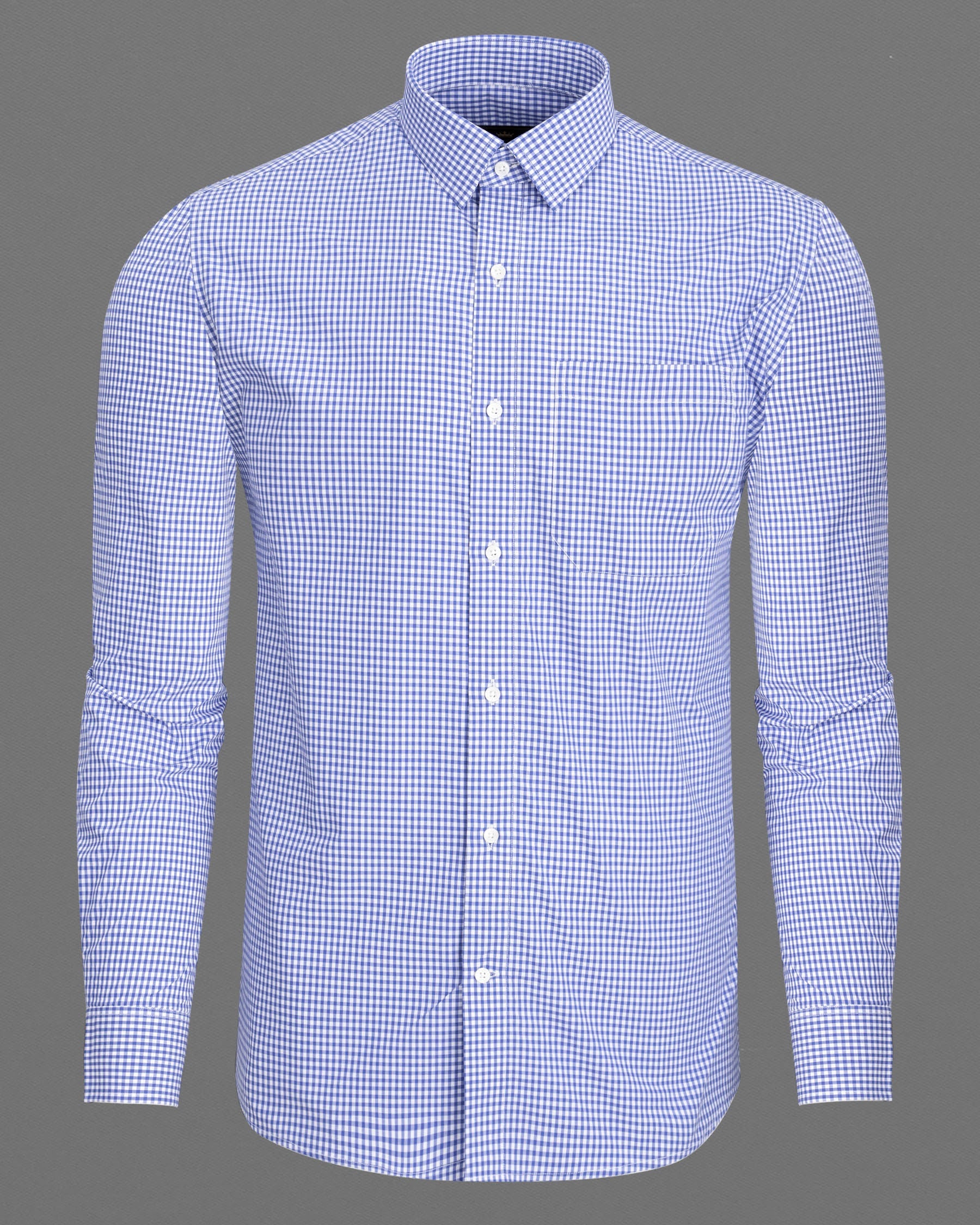 Portage Blue Checkered Premium Cotton Shirt