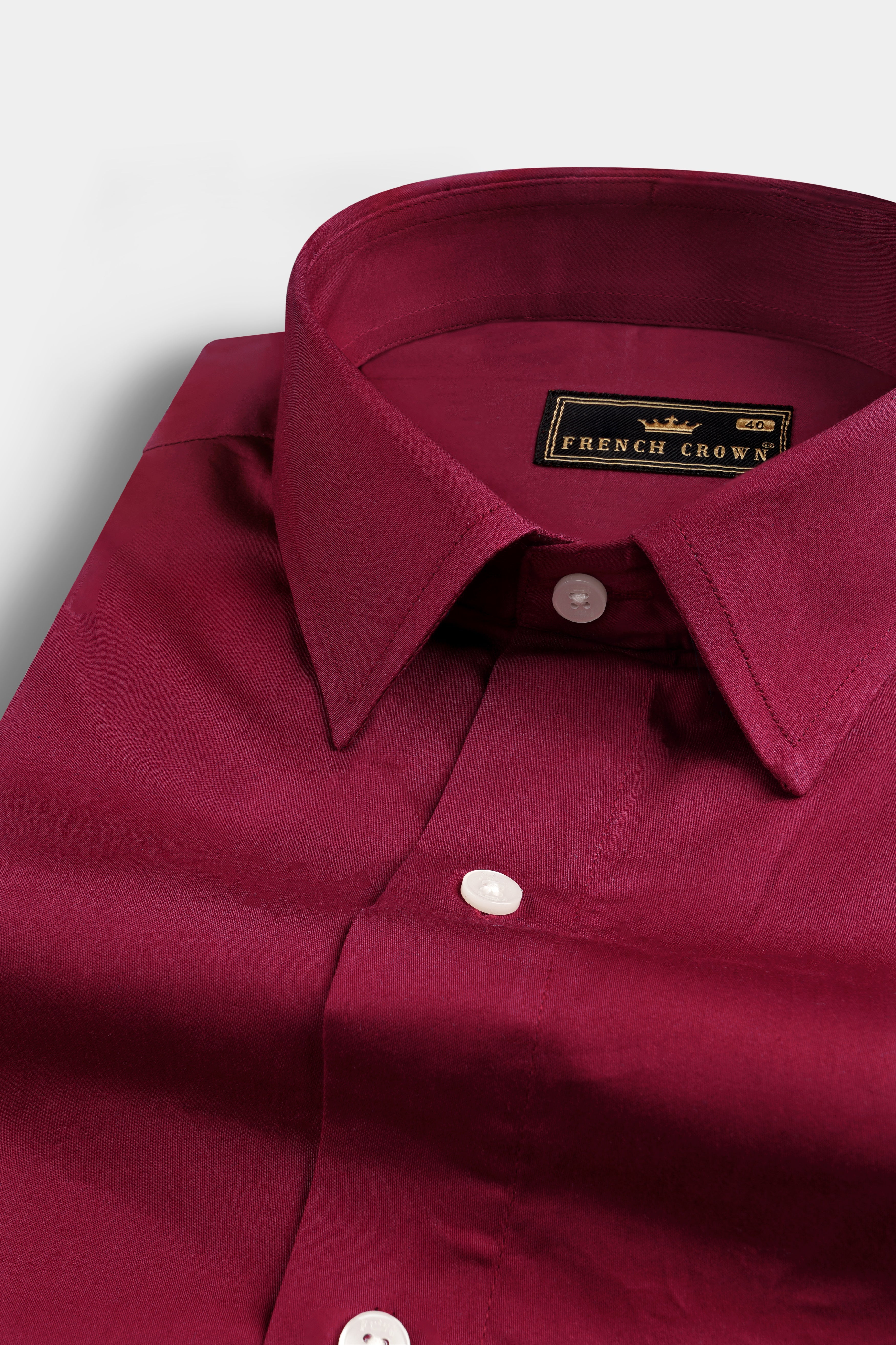 Claret Red with Antique Brass Super Soft Premium Cotton Designer Shirt