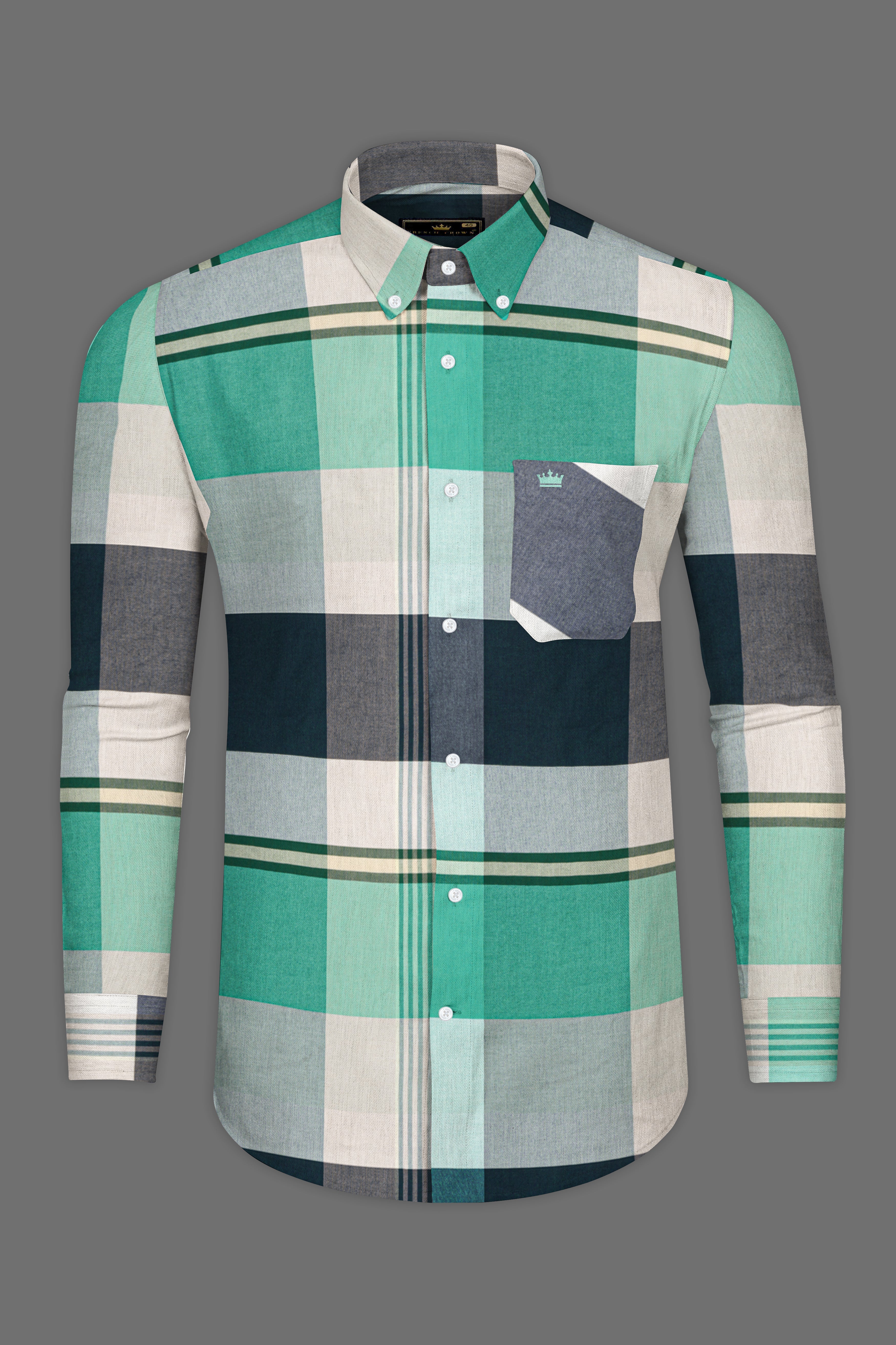 Wenge Gray with Eden Green Multicolour Royal Oxford Shirt