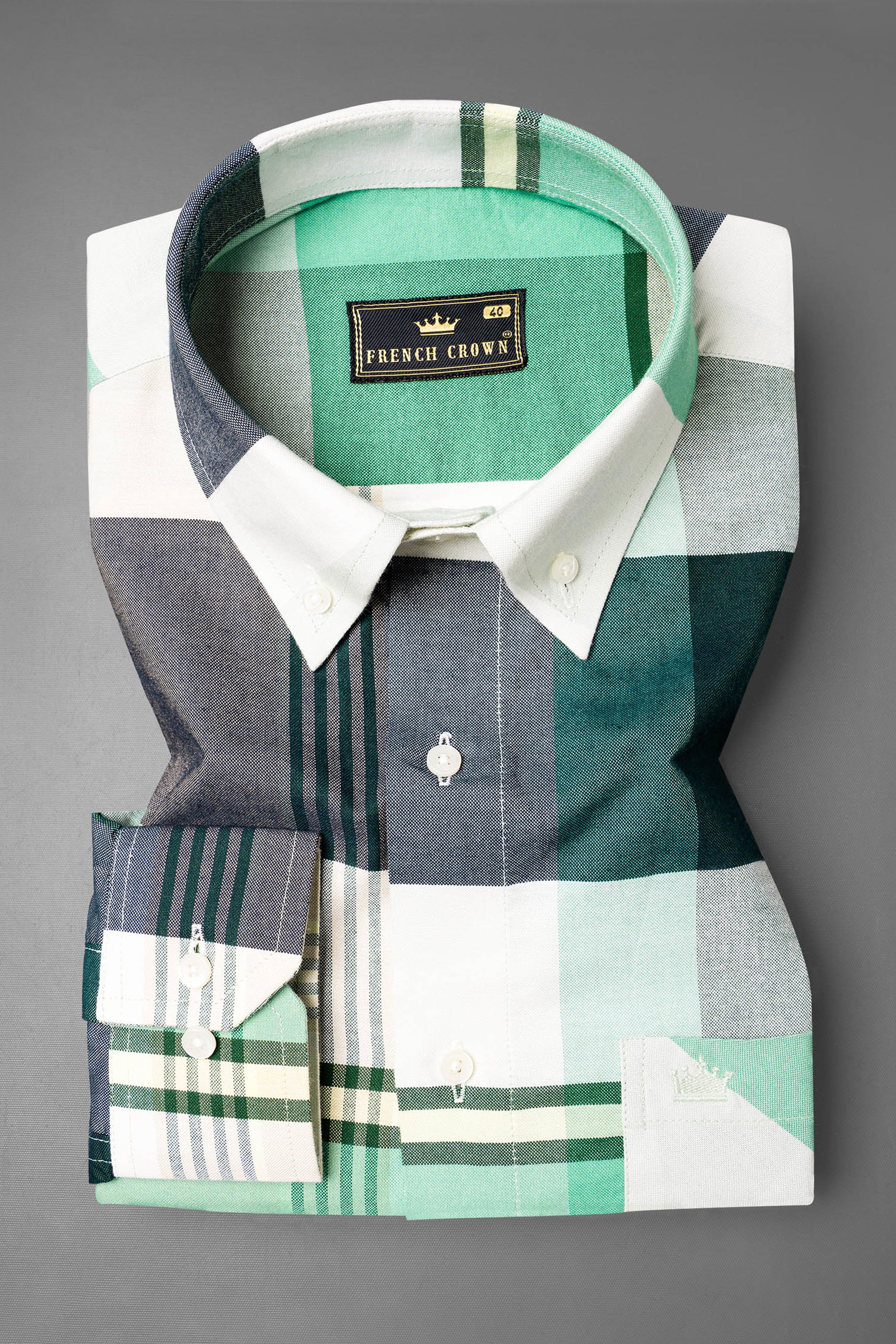 Wenge Gray with Eden Green Multicolour Royal Oxford Shirt