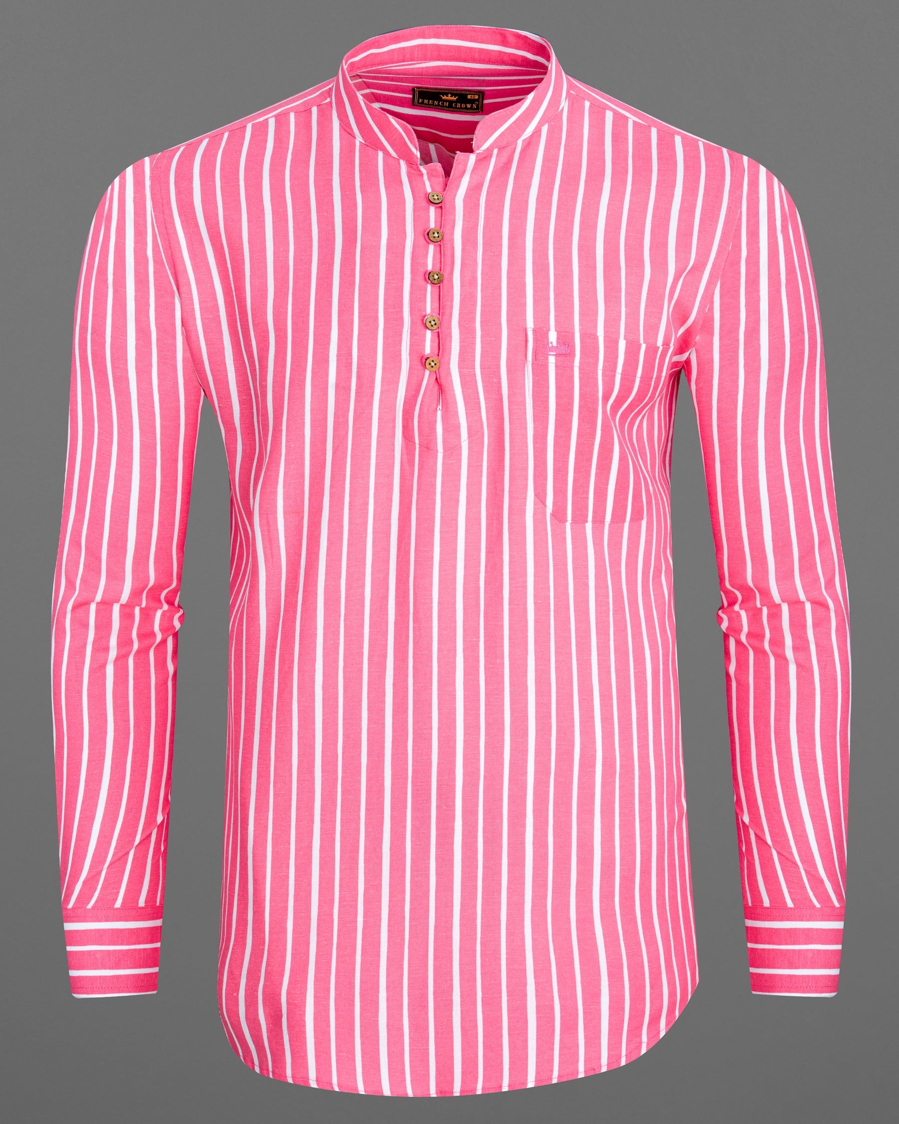 Brink Pink with White Striped Premium Tencel Kurta Shirt 6944-KS-38,6944-KS-H-38,6944-KS-39,6944-KS-H-39,6944-KS-40,6944-KS-H-40,6944-KS-42,6944-KS-H-42,6944-KS-44,6944-KS-H-44,6944-KS-46,6944-KS-H-46,6944-KS-48,6944-KS-H-48,6944-KS-50,6944-KS-H-50,6944-KS-52,6944-KS-H-52