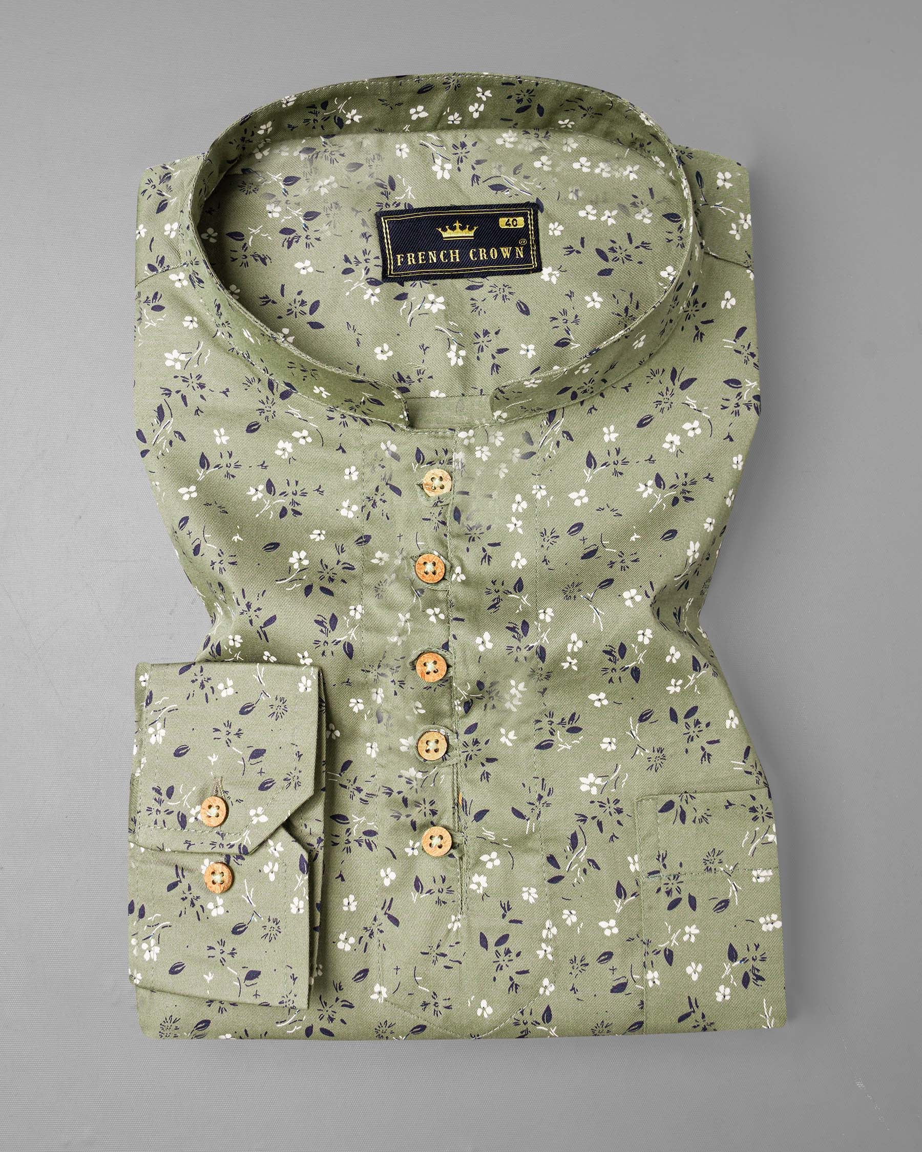 Pale Green Floral Printed Twill Premium Cotton Kurta Shirt 6950-KS-38,6950-KS-H-38,6950-KS-39,6950-KS-H-39,6950-KS-40,6950-KS-H-40,6950-KS-42,6950-KS-H-42,6950-KS-44,6950-KS-H-44,6950-KS-46,6950-KS-H-46,6950-KS-48,6950-KS-H-48,6950-KS-50,6950-KS-H-50,6950-KS-52,6950-KS-H-52