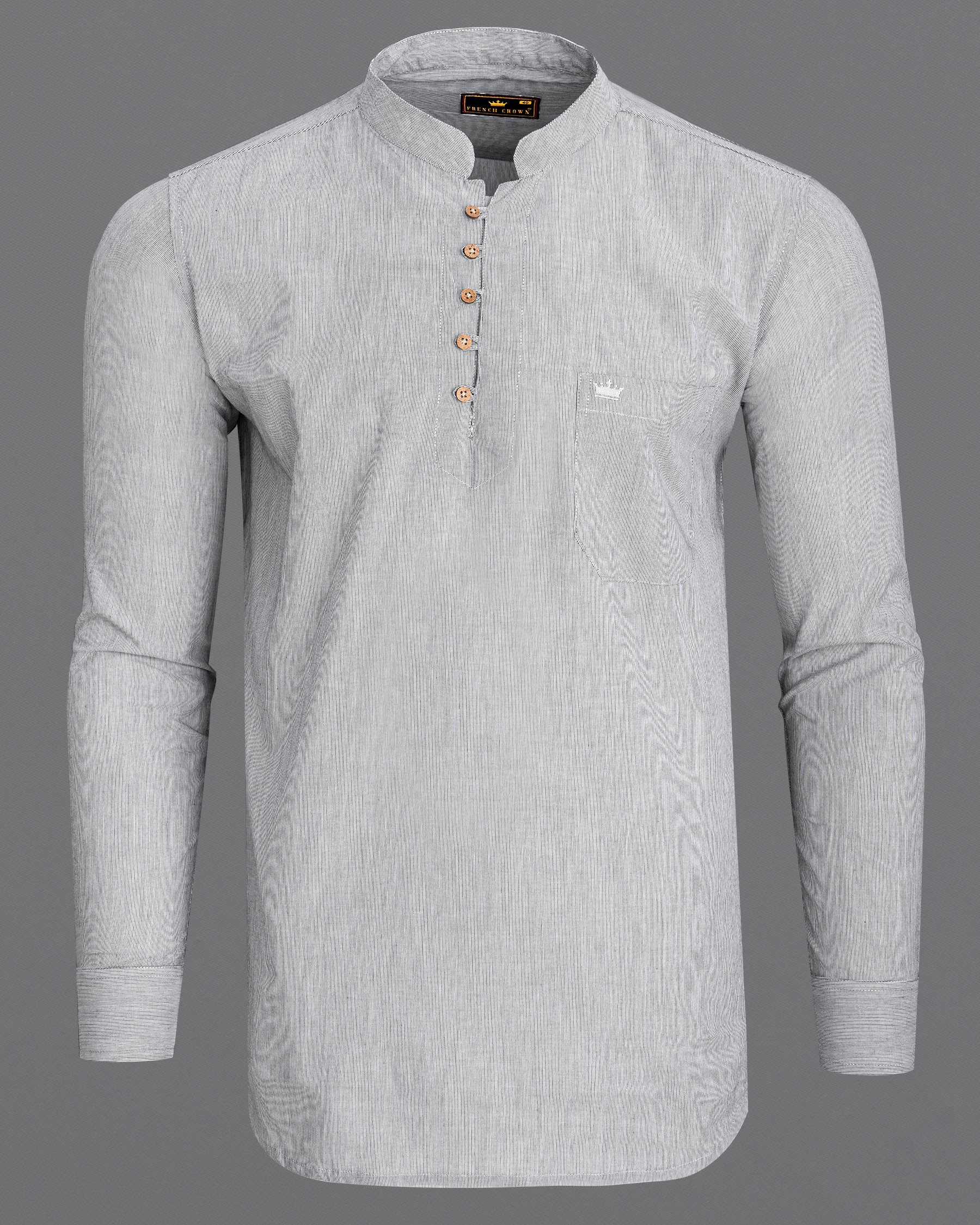 Wenge Gray Pin Striped Premium Cotton Kurta Shirt 6955-KS-38,6955-KS-H-38,6955-KS-39,6955-KS-H-39,6955-KS-40,6955-KS-H-40,6955-KS-42,6955-KS-H-42,6955-KS-44,6955-KS-H-44,6955-KS-46,6955-KS-H-46,6955-KS-48,6955-KS-H-48,6955-KS-50,6955-KS-H-50,6955-KS-52,6955-KS-H-52