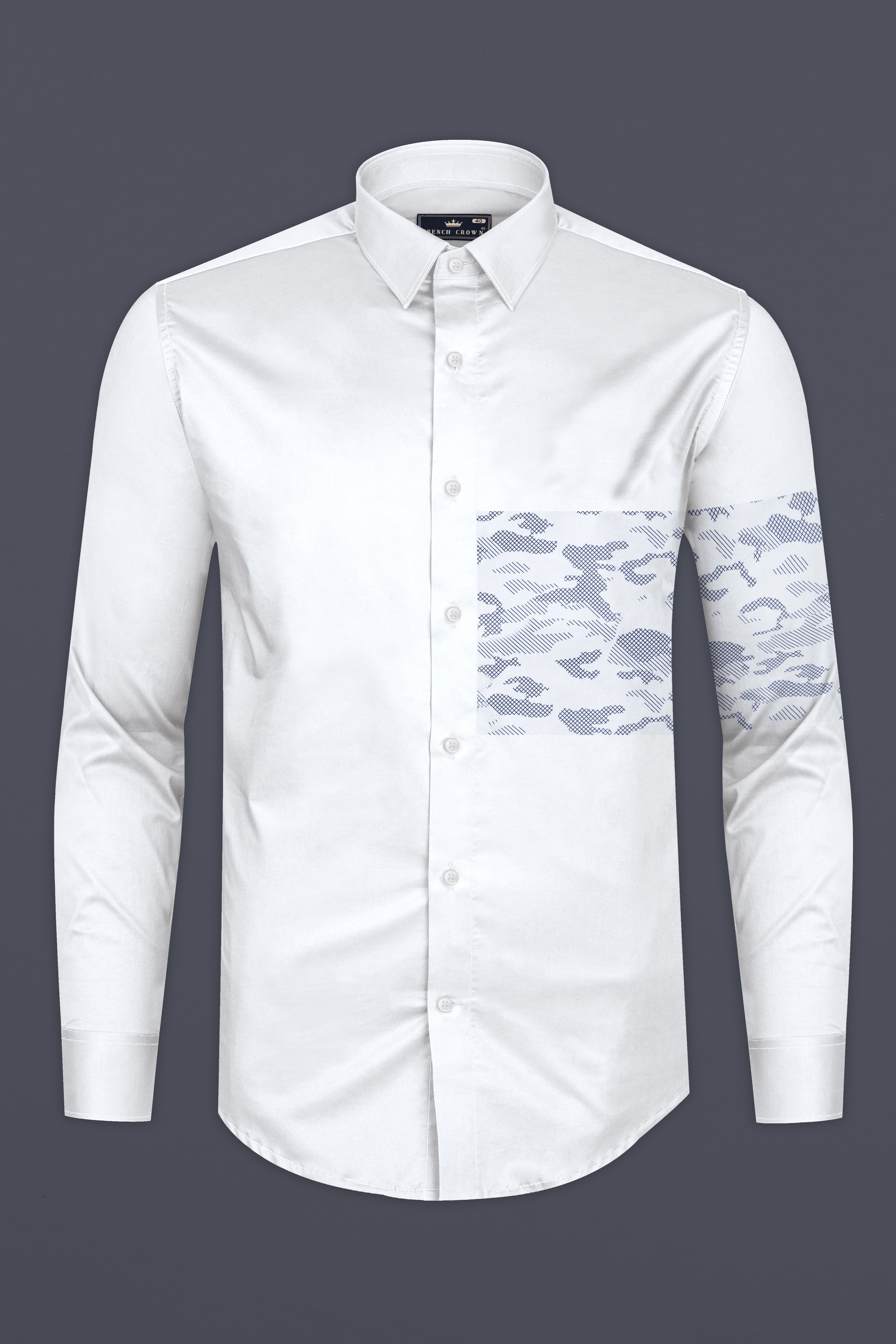 Bright White Camo Patchwork Super Soft Premium Cotton Designer Shirt