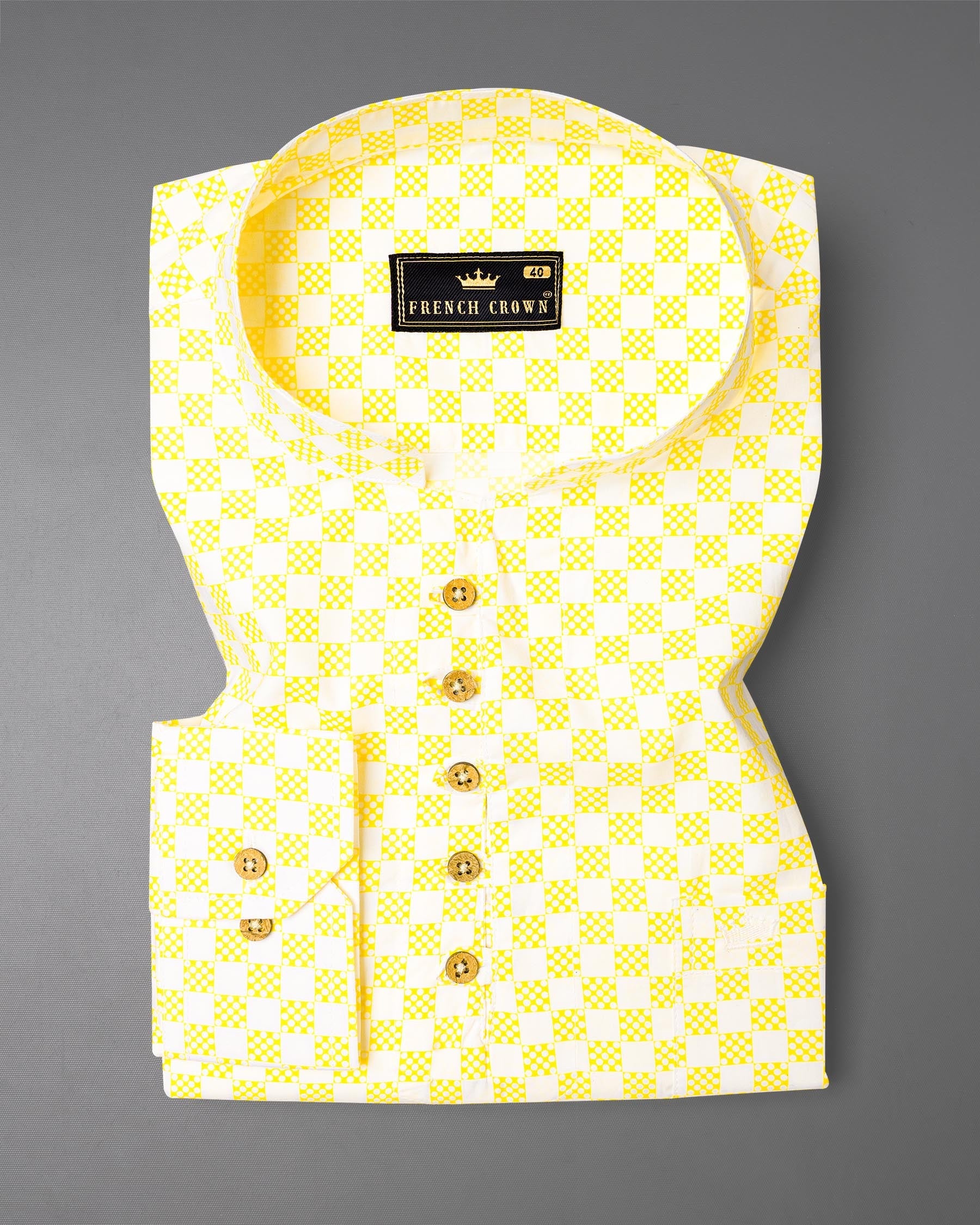 Custard Yellow with Bright White Square Printed Premium Cotton Kurta Shirt 6967-KS-38,6967-KS-H-38,6967-KS-39,6967-KS-H-39,6967-KS-40,6967-KS-H-40,6967-KS-42,6967-KS-H-42,6967-KS-44,6967-KS-H-44,6967-KS-46,6967-KS-H-46,6967-KS-48,6967-KS-H-48,6967-KS-50,6967-KS-H-50,6967-KS-52,6967-KS-H-52