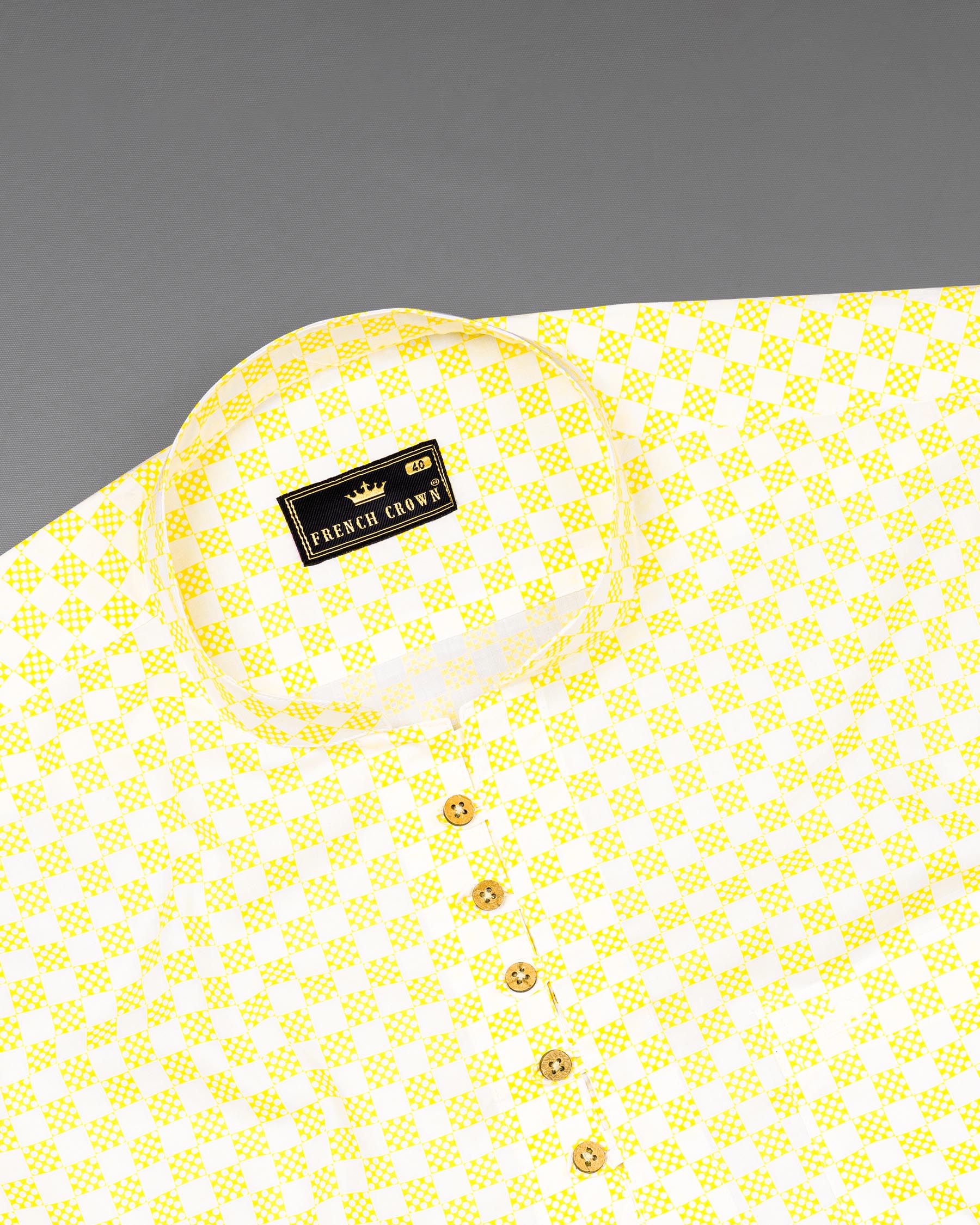 Custard Yellow with Bright White Square Printed Premium Cotton Kurta Shirt 6967-KS-38,6967-KS-H-38,6967-KS-39,6967-KS-H-39,6967-KS-40,6967-KS-H-40,6967-KS-42,6967-KS-H-42,6967-KS-44,6967-KS-H-44,6967-KS-46,6967-KS-H-46,6967-KS-48,6967-KS-H-48,6967-KS-50,6967-KS-H-50,6967-KS-52,6967-KS-H-52