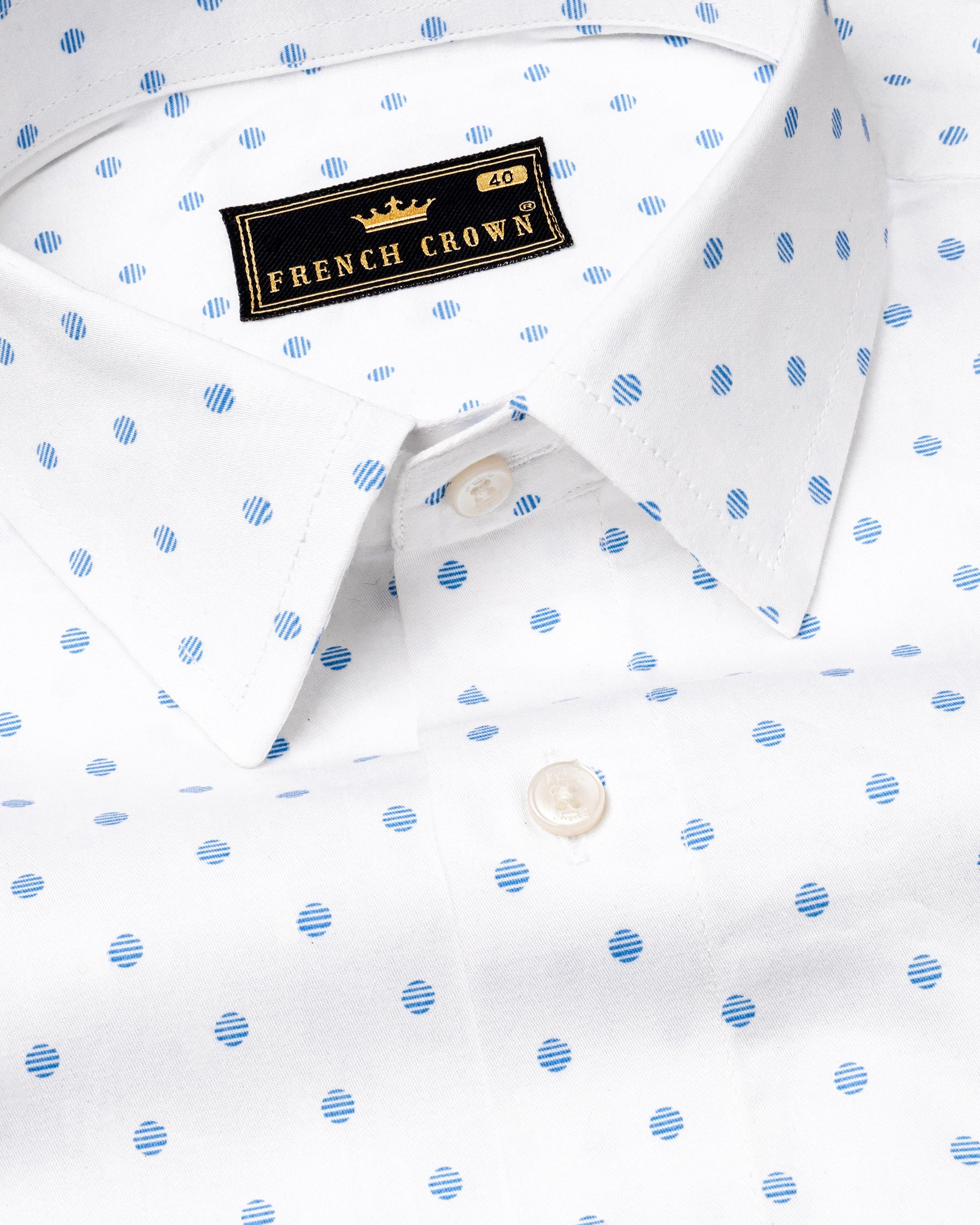 Bright White and Picton Blue Dotted Super Soft Premium Cotton Shirt 6978-38,6978-38,6978-39,6978-39,6978-40,6978-40,6978-42,6978-42,6978-44,6978-44,6978-46,6978-46,6978-48,6978-48,6978-50,6978-50,6978-52,6978-52