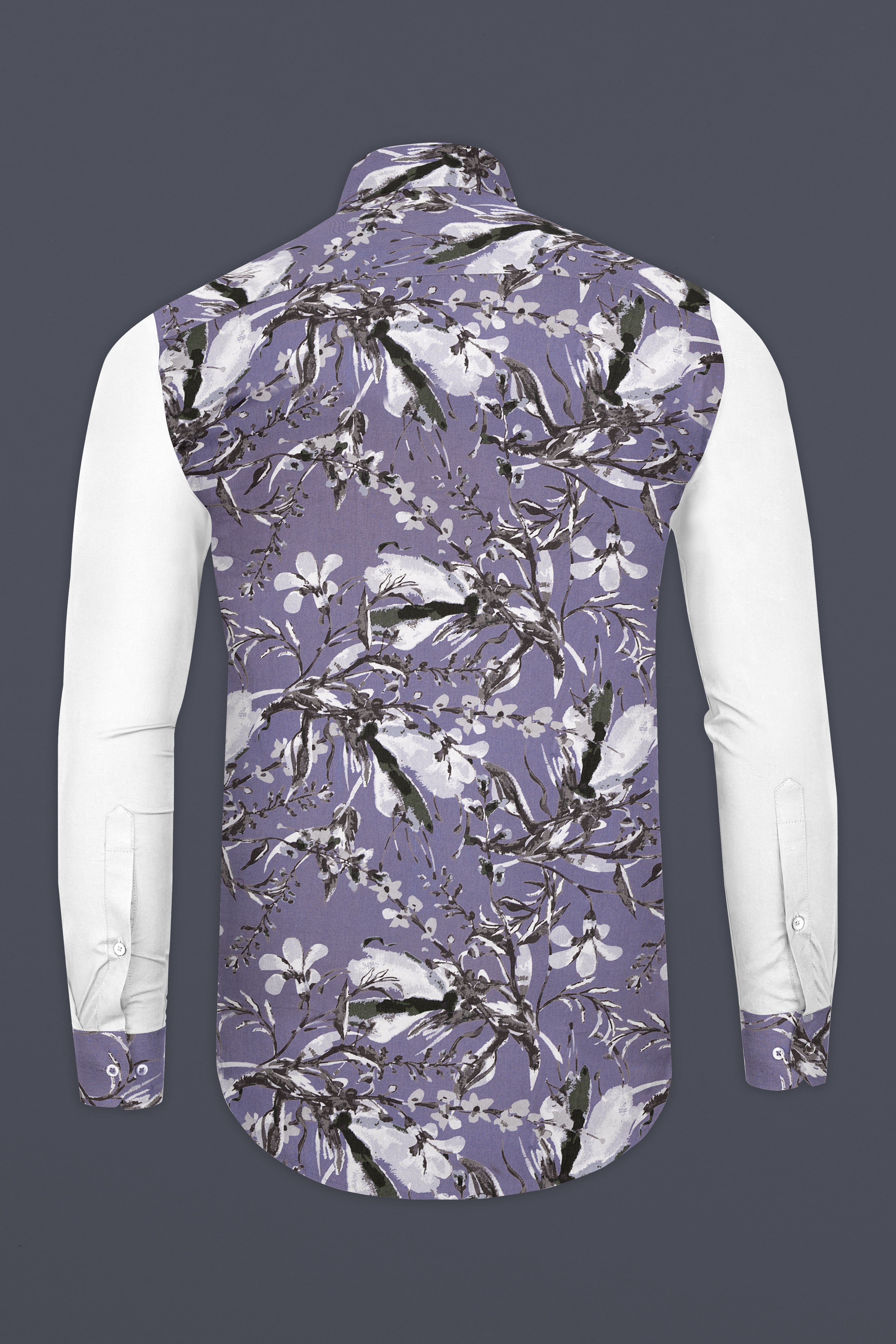 White and Bouquet Purple Floral Print Super Soft Premium Cotton designer Shirt