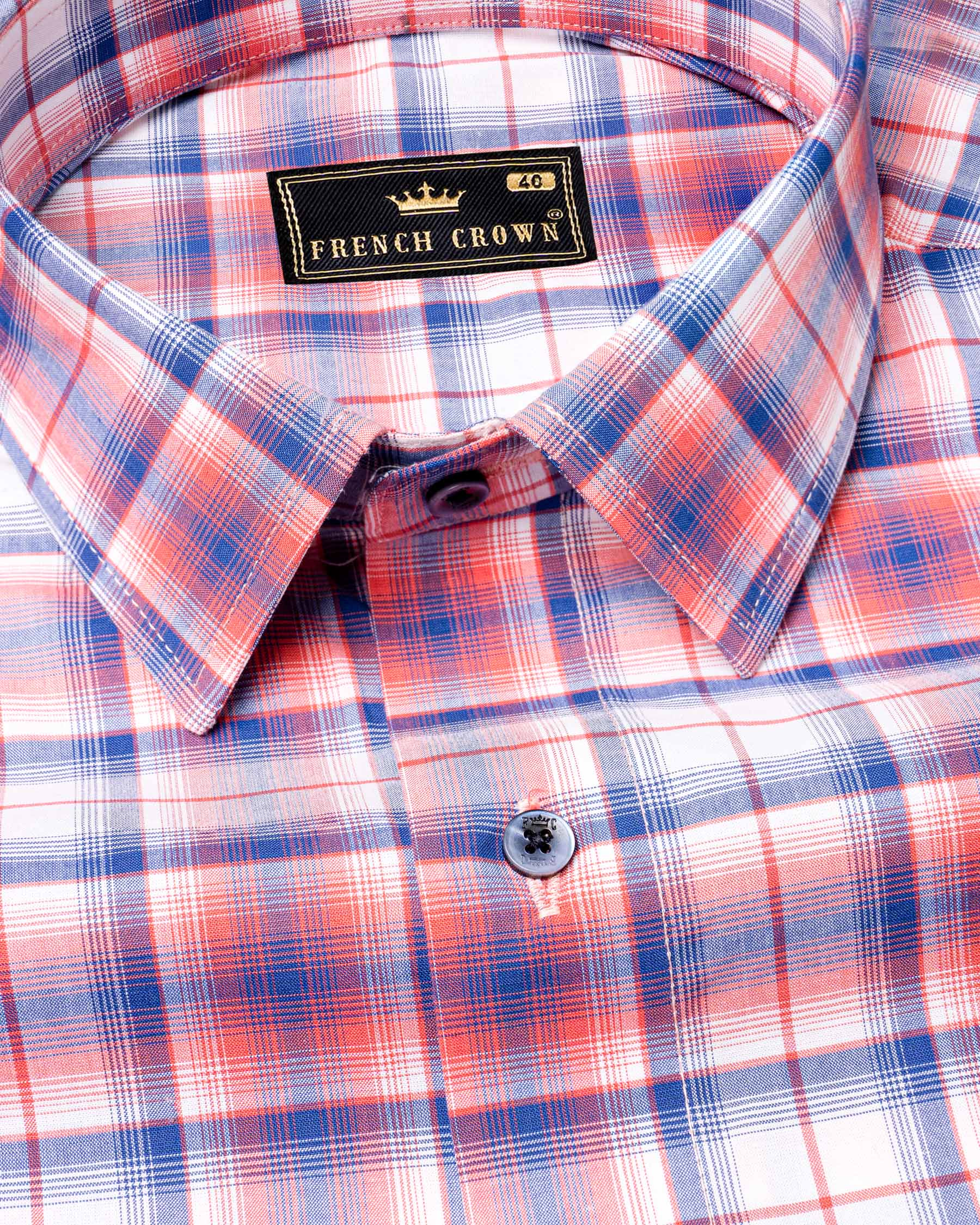 Salmon Red with San Marino Blue Plaid Premium Cotton Shirt 7007-BLE-38,7007-BLE-38,7007-BLE-39,7007-BLE-39,7007-BLE-40,7007-BLE-40,7007-BLE-42,7007-BLE-42,7007-BLE-44,7007-BLE-44,7007-BLE-46,7007-BLE-46,7007-BLE-48,7007-BLE-48,7007-BLE-50,7007-BLE-50,7007-BLE-52,7007-BLE-52