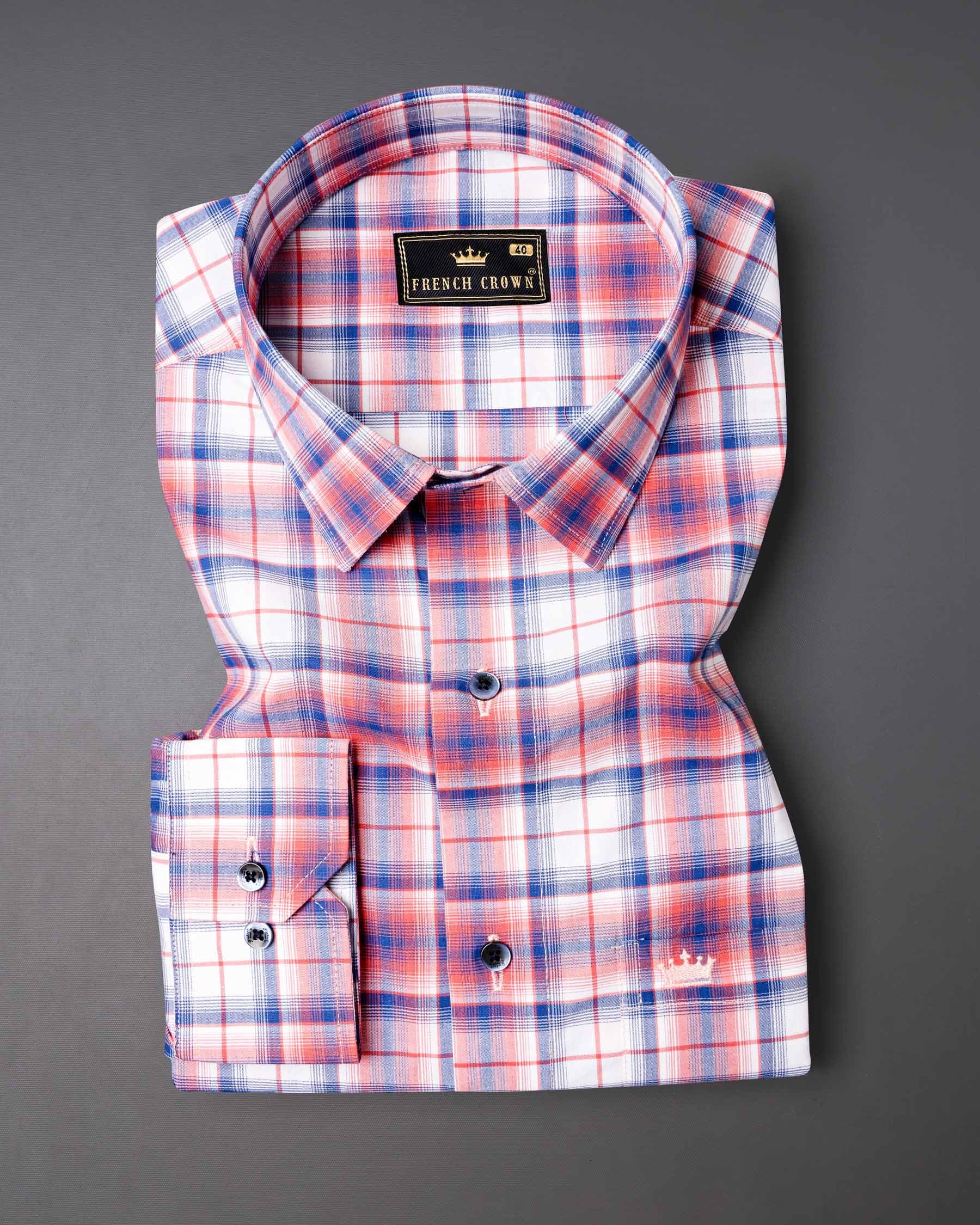 Salmon Red with San Marino Blue Plaid Premium Cotton Shirt 7007-BLE-38,7007-BLE-38,7007-BLE-39,7007-BLE-39,7007-BLE-40,7007-BLE-40,7007-BLE-42,7007-BLE-42,7007-BLE-44,7007-BLE-44,7007-BLE-46,7007-BLE-46,7007-BLE-48,7007-BLE-48,7007-BLE-50,7007-BLE-50,7007-BLE-52,7007-BLE-52