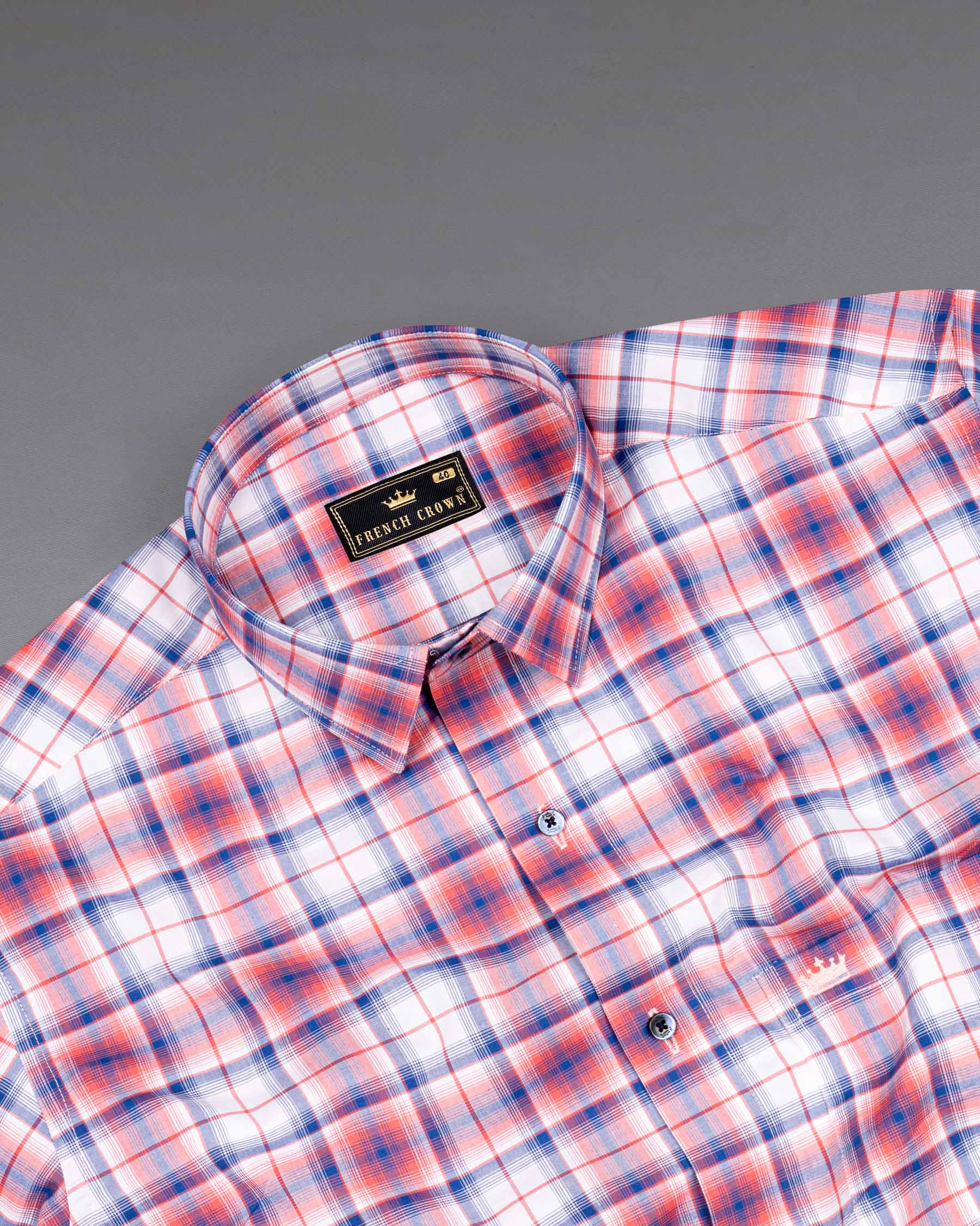 Salmon Red with San Marino Blue Plaid Premium Cotton Shirt 7007-BLE-38,7007-BLE-38,7007-BLE-39,7007-BLE-39,7007-BLE-40,7007-BLE-40,7007-BLE-42,7007-BLE-42,7007-BLE-44,7007-BLE-44,7007-BLE-46,7007-BLE-46,7007-BLE-48,7007-BLE-48,7007-BLE-50,7007-BLE-50,7007-BLE-52,7007-BLE-52