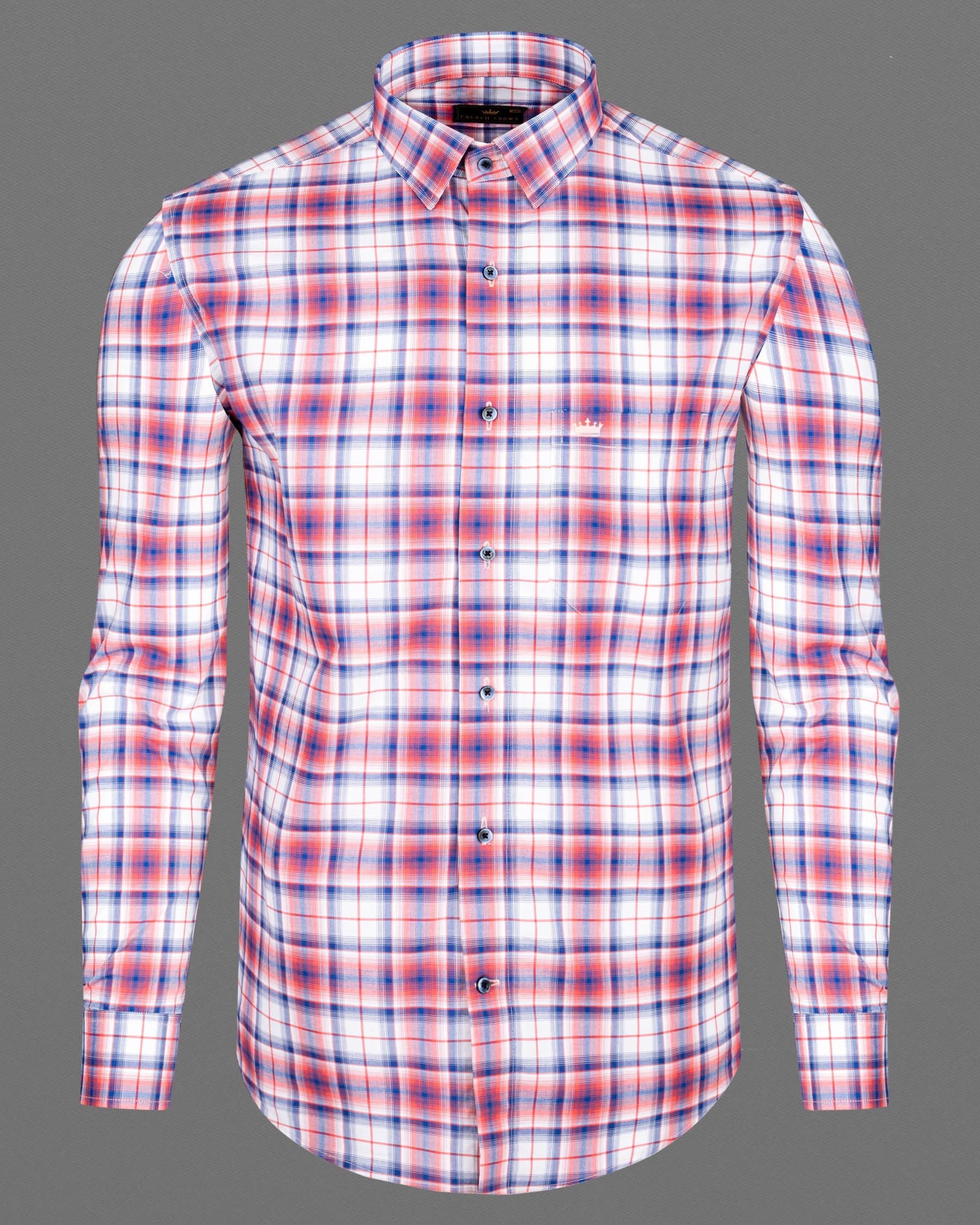 Salmon Red with San Marino Blue Plaid Premium Cotton Shirt 7007-BLE-38,7007-BLE-38,7007-BLE-39,7007-BLE-39,7007-BLE-40,7007-BLE-40,7007-BLE-42,7007-BLE-42,7007-BLE-44,7007-BLE-44,7007-BLE-46,7007-BLE-46,7007-BLE-48,7007-BLE-48,7007-BLE-50,7007-BLE-50,7007-BLE-52,7007-BLE-52