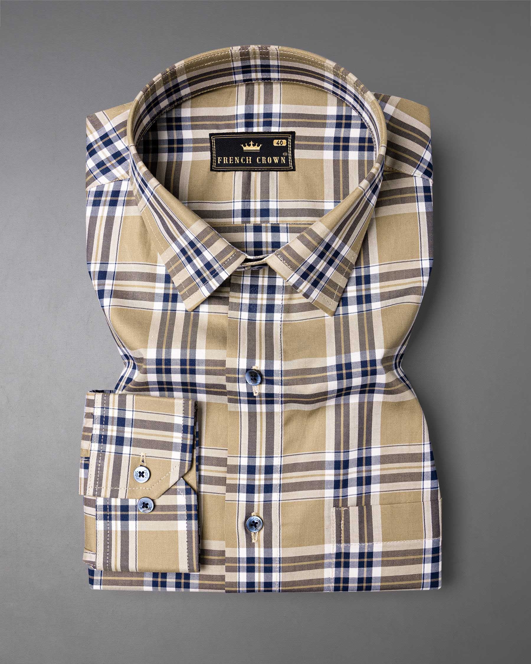 Tan Brown Plaid Twill Premium Cotton Shirt 7018-BLE-38, 7018-BLE-H-38, 7018-BLE-39, 7018-BLE-H-39, 7018-BLE-40, 7018-BLE-H-40, 7018-BLE-42, 7018-BLE-H-42, 7018-BLE-44, 7018-BLE-H-44, 7018-BLE-46, 7018-BLE-H-46, 7018-BLE-48, 7018-BLE-H-48, 7018-BLE-50, 7018-BLE-H-50, 7018-BLE-52, 7018-BLE-H-52