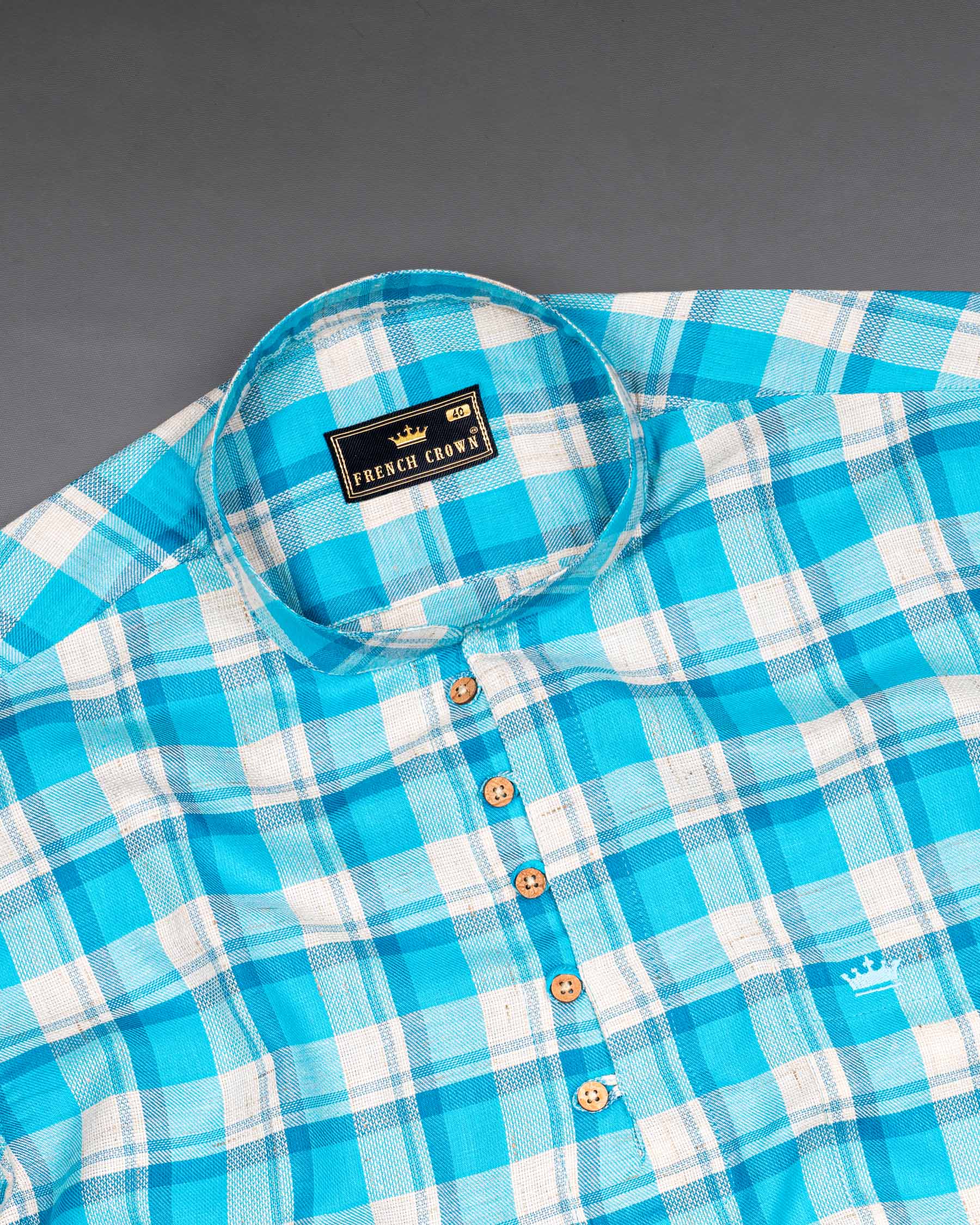 Cerulean Blue and Bright White Plaid Twill Premium Cotton Kurta Shirt 7043-KS-38, 7043-KS-H-38, 7043-KS-39, 7043-KS-H-39, 7043-KS-40, 7043-KS-H-40, 7043-KS-42, 7043-KS-H-42, 7043-KS-44, 7043-KS-H-44, 7043-KS-46, 7043-KS-H-46, 7043-KS-48, 7043-KS-H-48, 7043-KS-50, 7043-KS-H-50, 7043-KS-52, 7043-KS-H-52