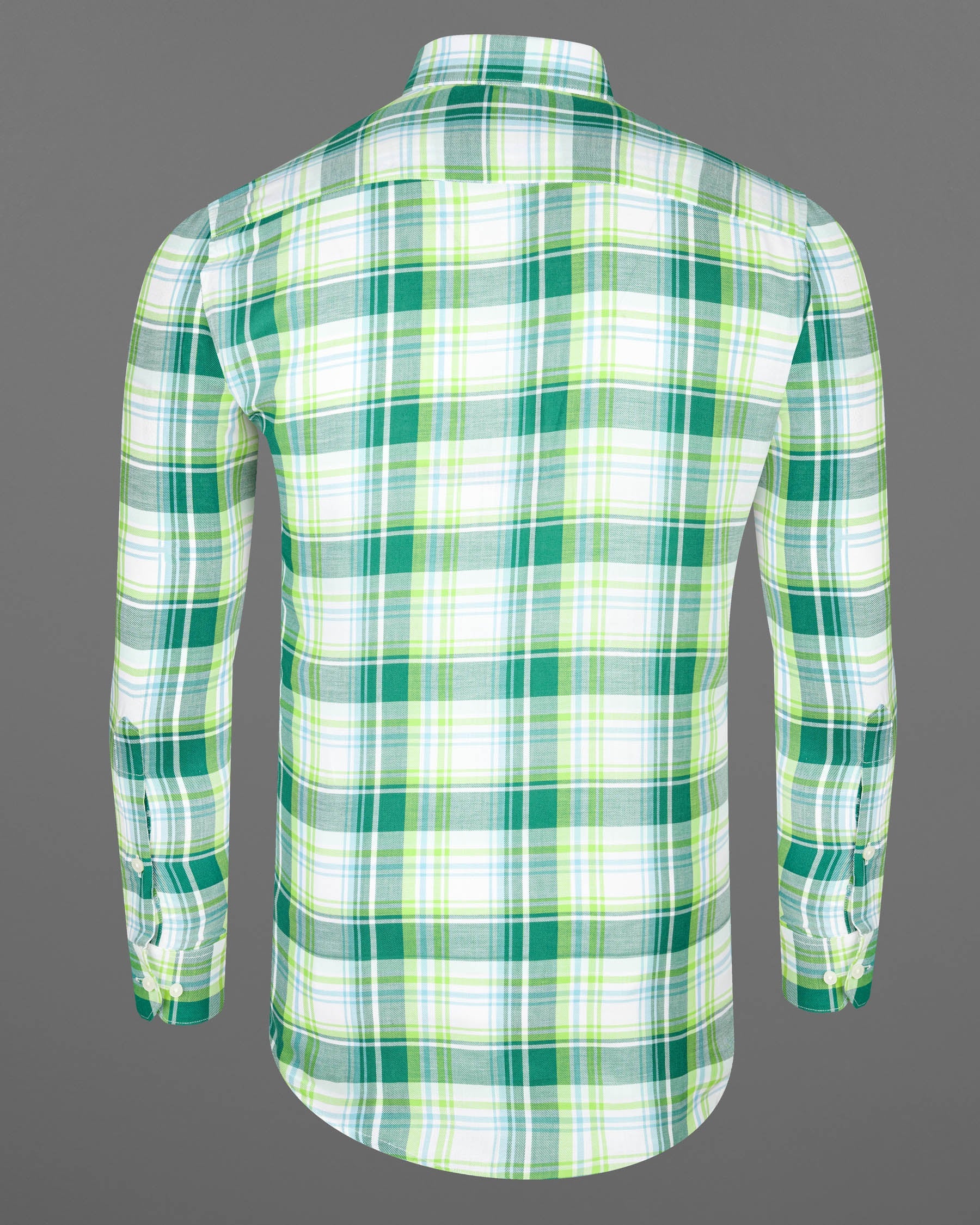 Eucalyptus Green and Light Sage Green Twill Plaid Premium Cotton Shirt 7045-38, 7045-H-38, 7045-39, 7045-H-39, 7045-40, 7045-H-40, 7045-42, 7045-H-42, 7045-44, 7045-H-44, 7045-46, 7045-H-46, 7045-48, 7045-H-48, 7045-50, 7045-H-50, 7045-52, 7045-H-52