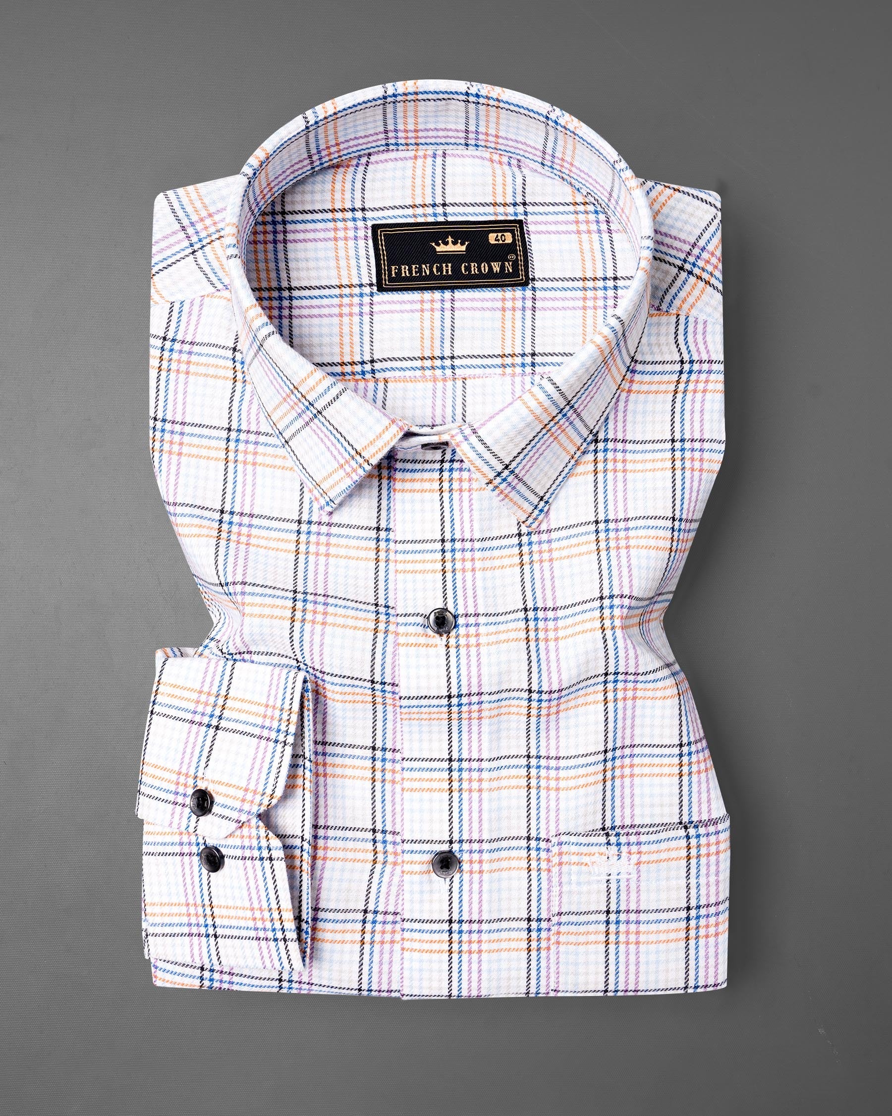 Dark Aqua White with Mariner Blue Twill Plaid Premium Cotton Shirt