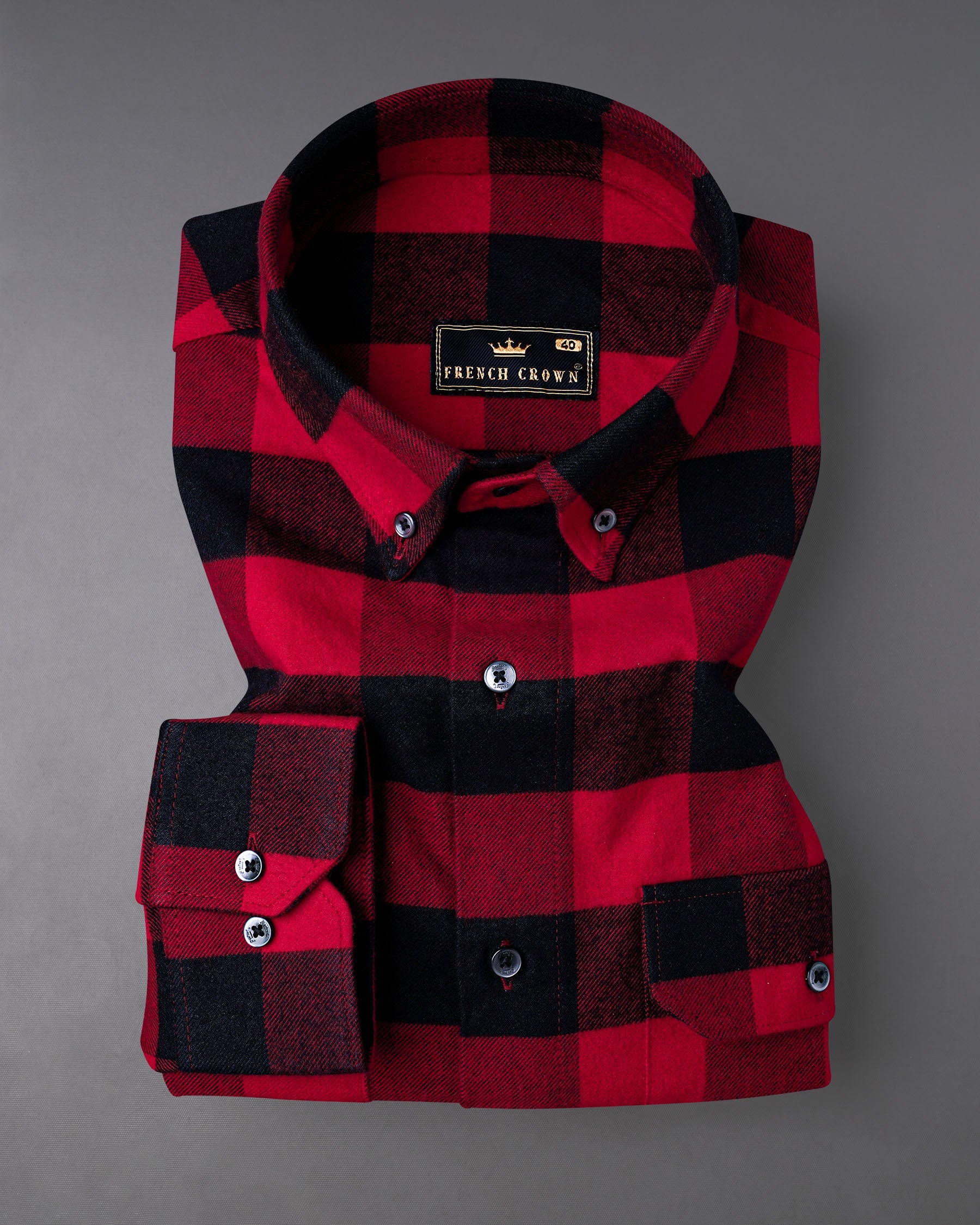 Cardinal Red and Jade Black Flannel Overshirt/Shacket