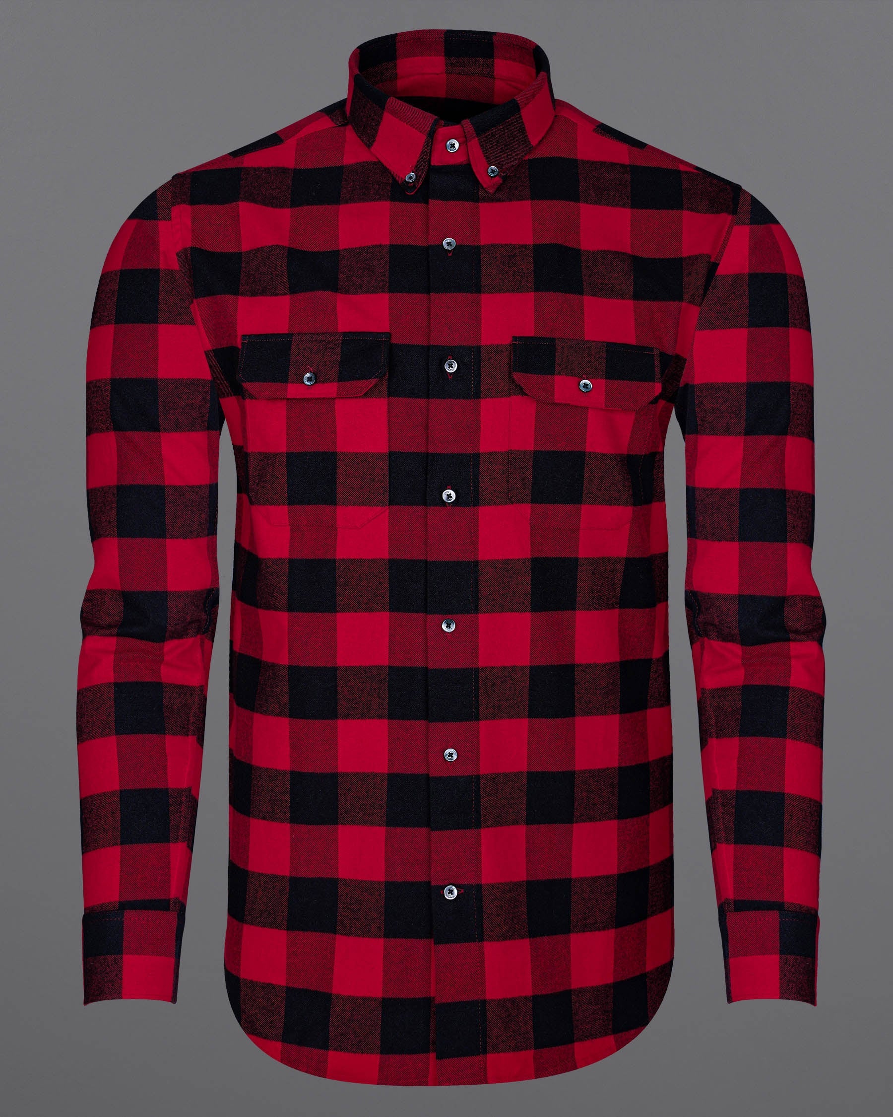 Cardinal Red and Jade Black Flannel Overshirt/Shacket