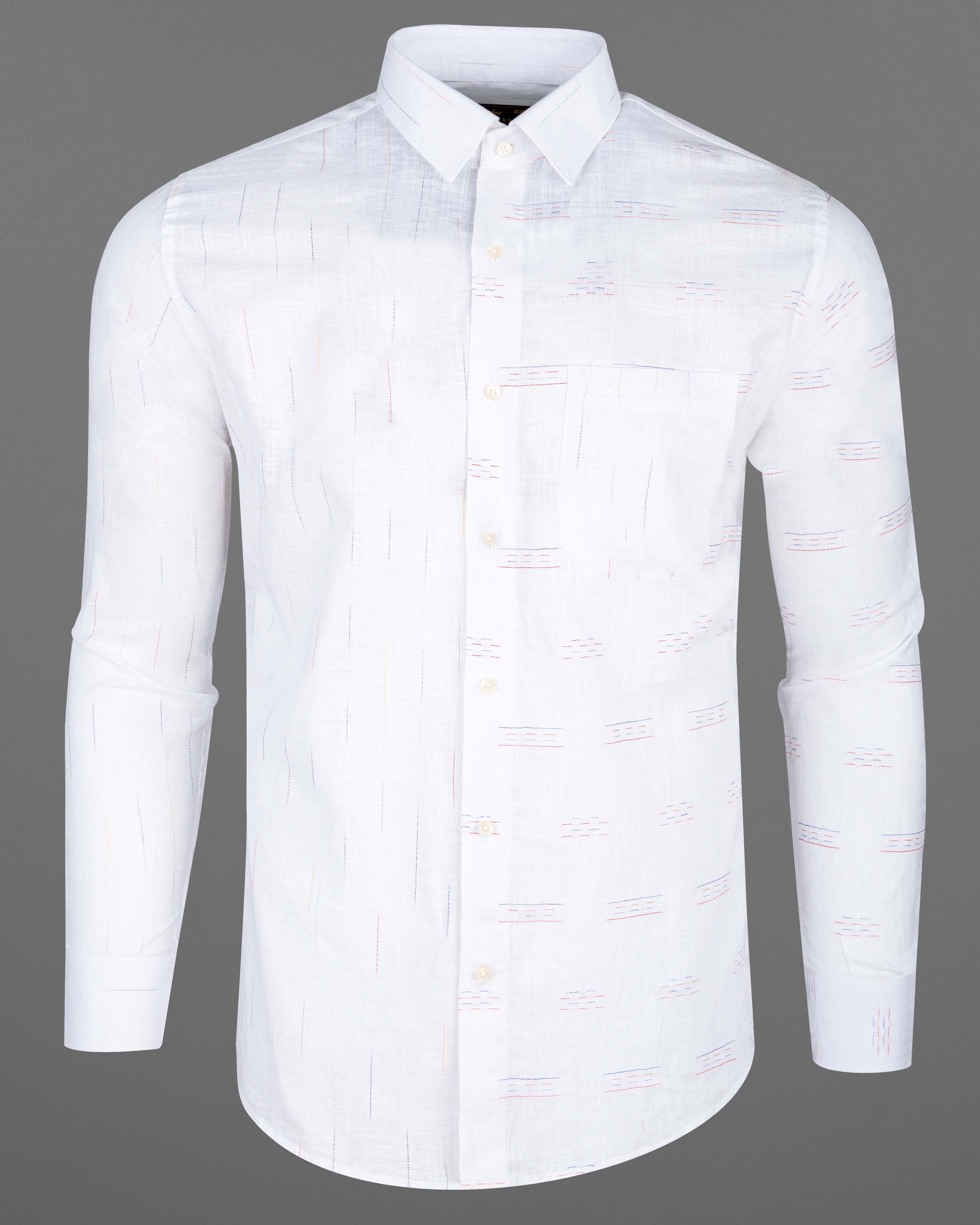 Bright White Half Vertical Half Horizontal Textured Luxurious Linen Shirt 7052-38, 7052-H-38, 7052-39, 7052-H-39, 7052-40, 7052-H-40, 7052-42, 7052-H-42, 7052-44, 7052-H-44, 7052-46, 7052-H-46, 7052-48, 7052-H-48, 7052-50, 7052-H-50, 7052-52, 7052-H-52