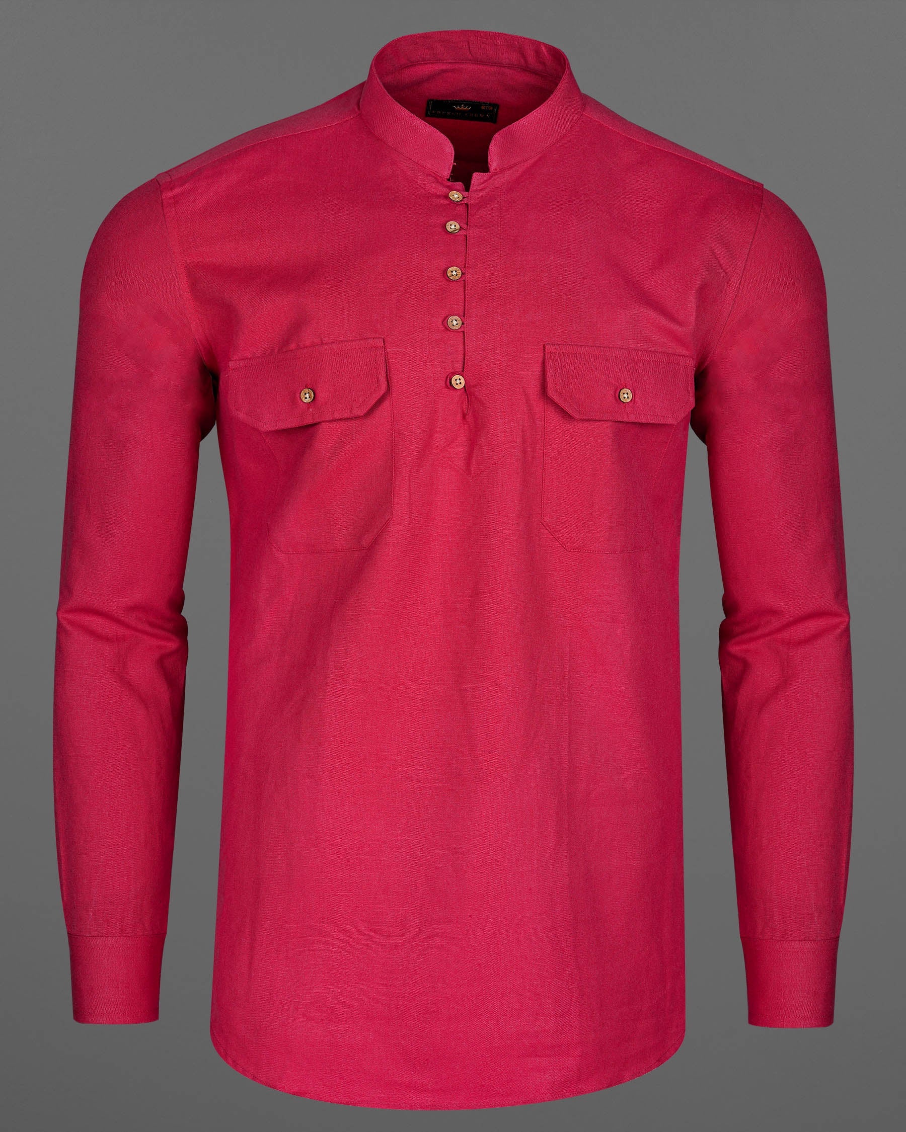 Jasper Red Heavyweight Luxurious Linen Kurta Shirt