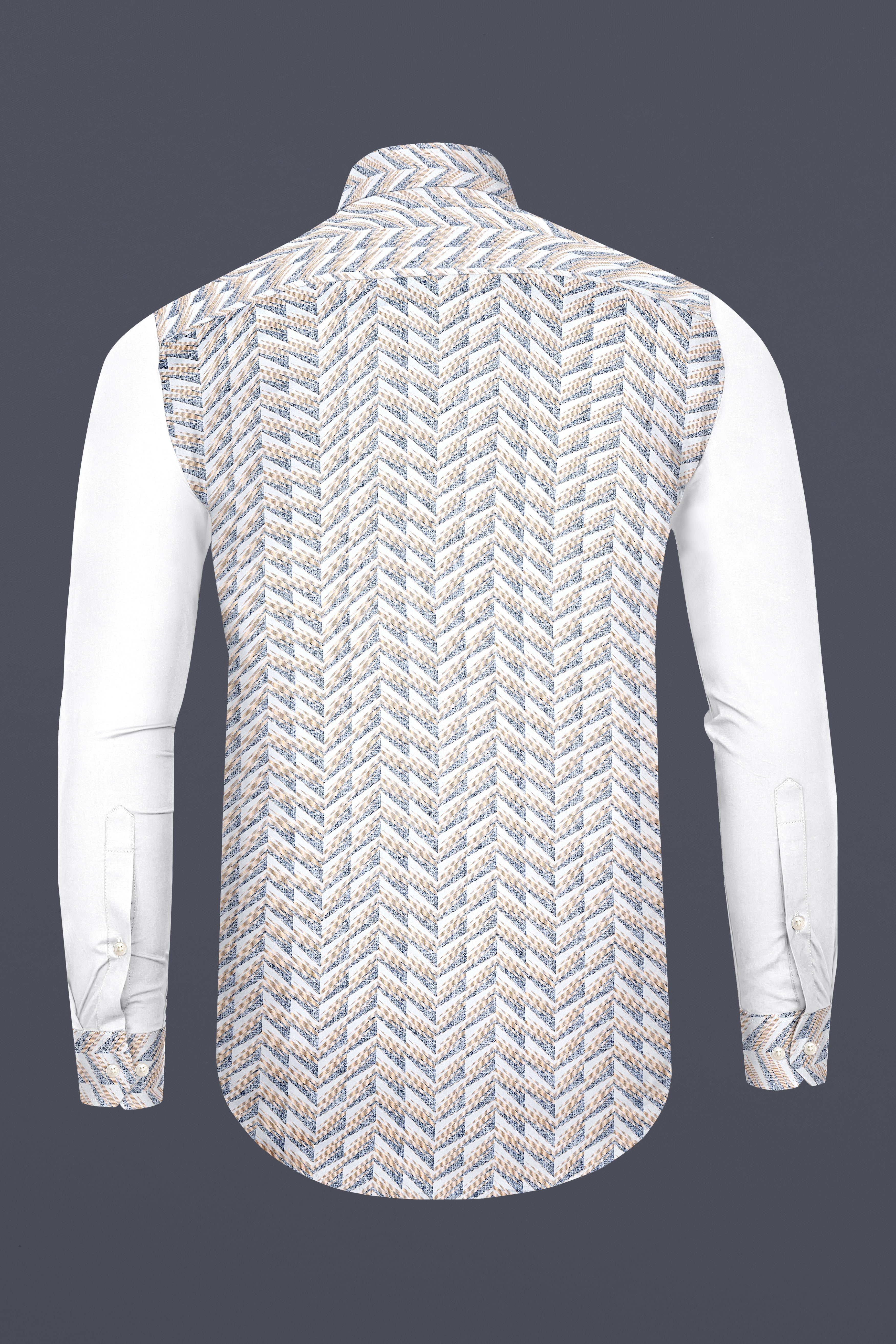 Mischka Gray and Mandys Brown Printed with Bright White Sleeves Super Soft Premium Cotton Designer Shirt