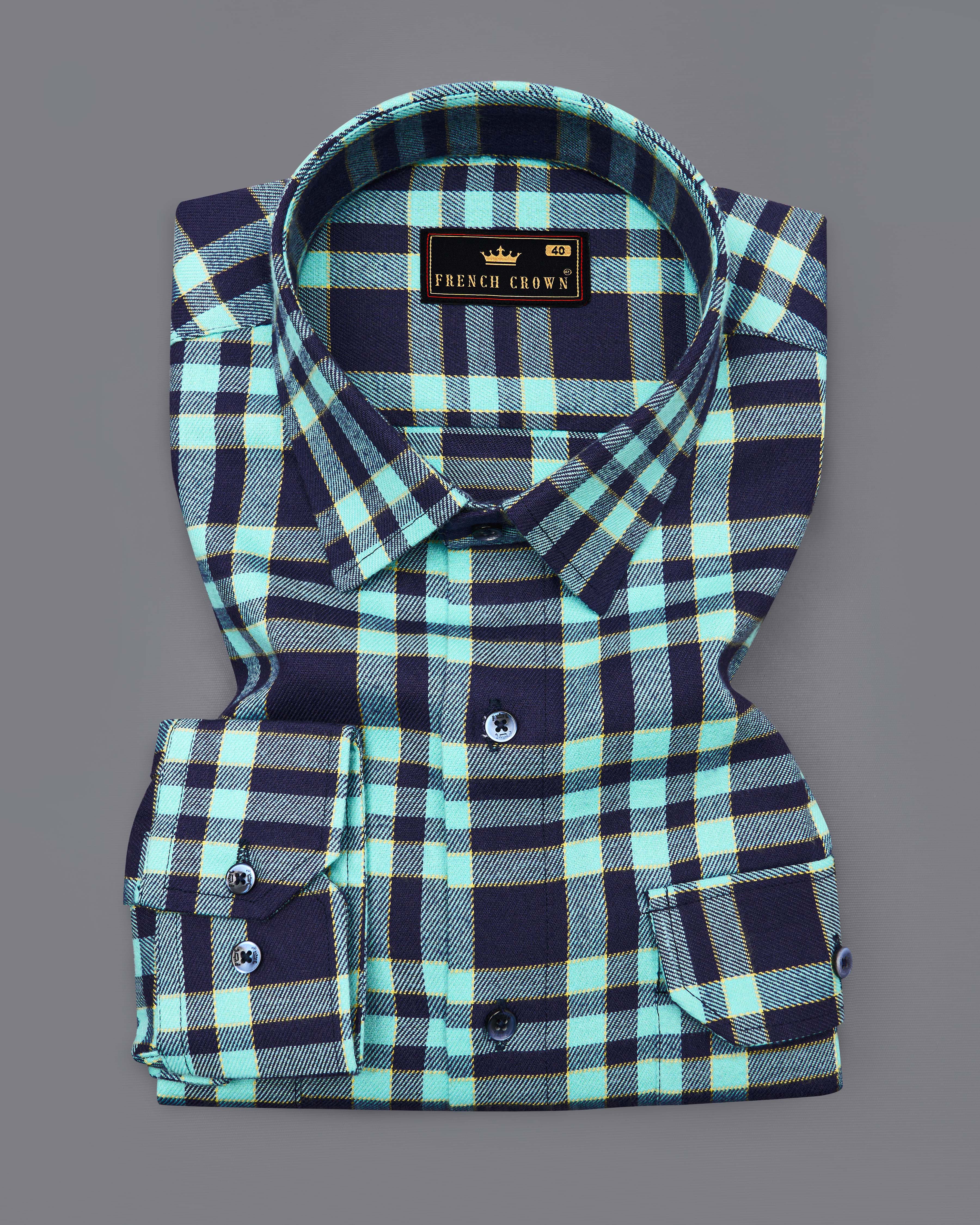 Aqua Island with Bleached Cedar Plaid Twill Overshirt/Shacket